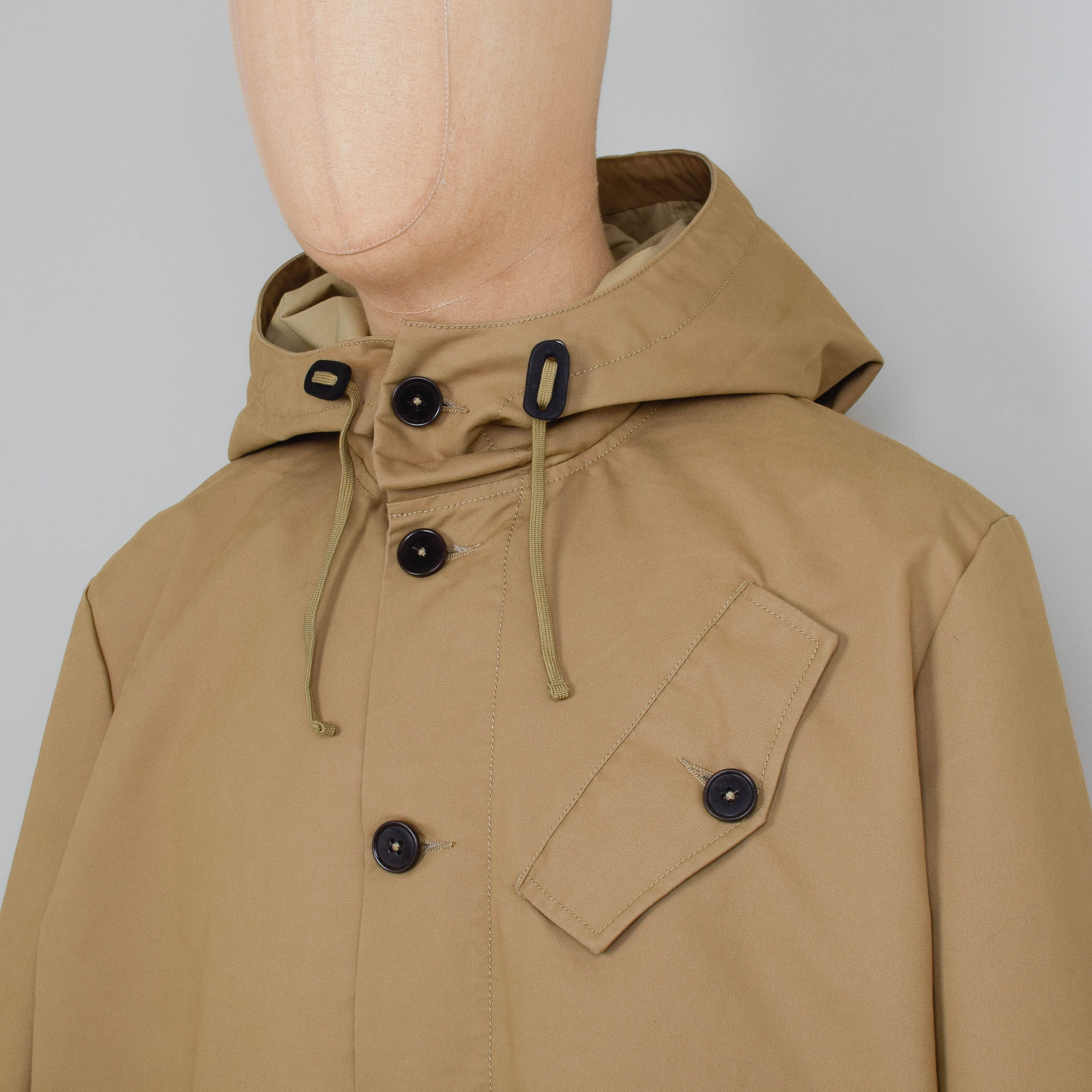 Universal Works Boston Parka Brushed Polytech - Sand - Image 2