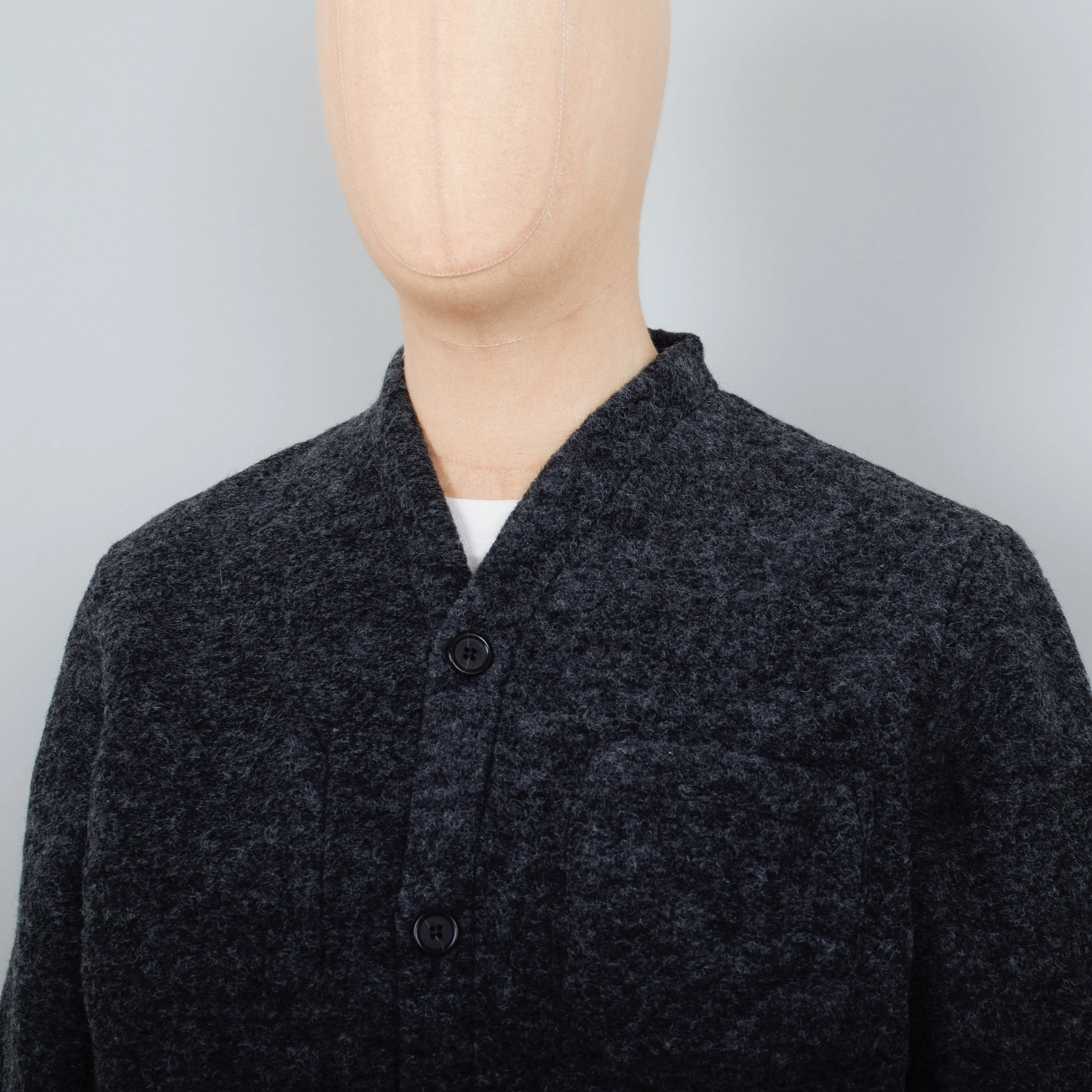 Universal Works Cardigan Wool Fleece - Charcoal - Image 2