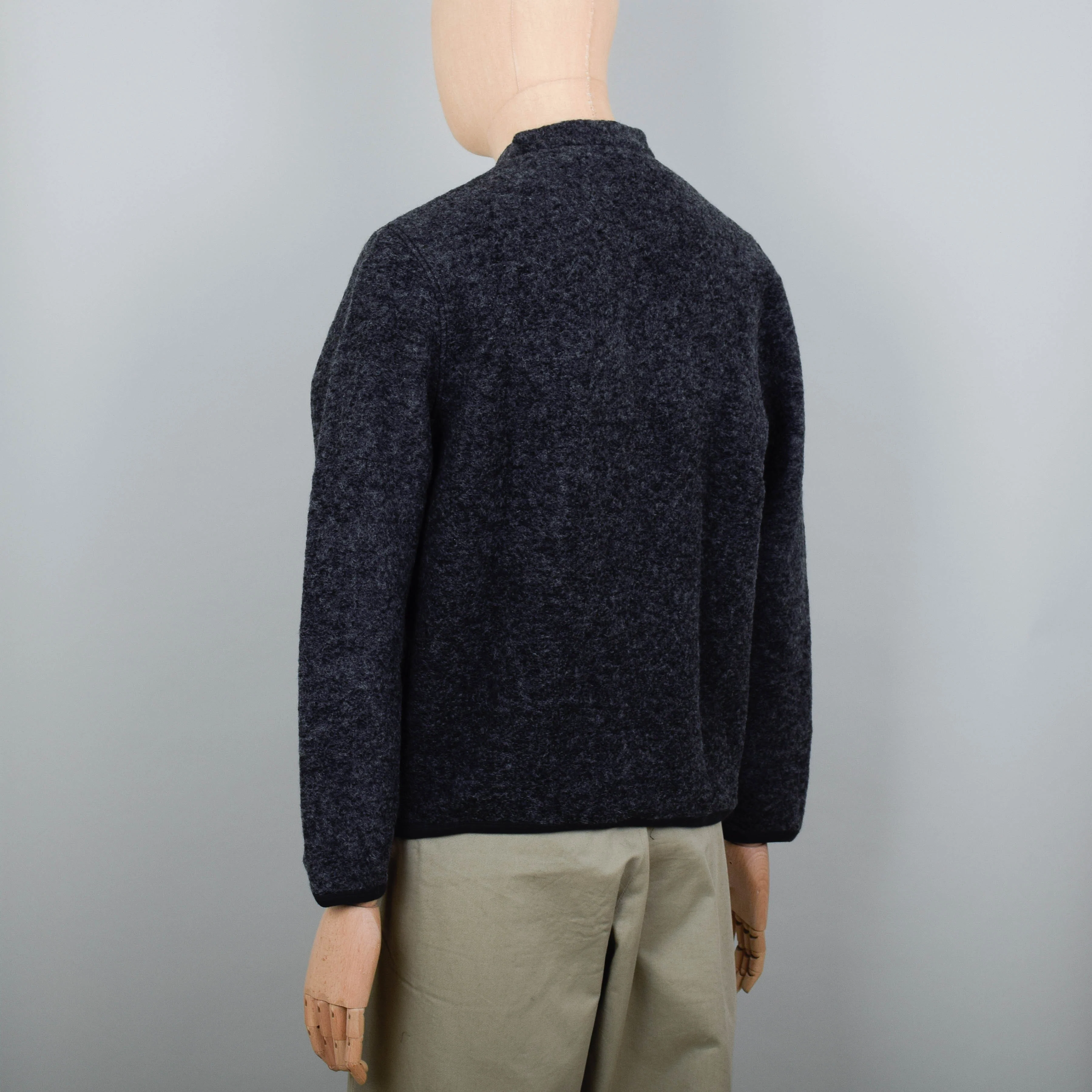 Universal Works Cardigan Wool Fleece - Charcoal - Image 3
