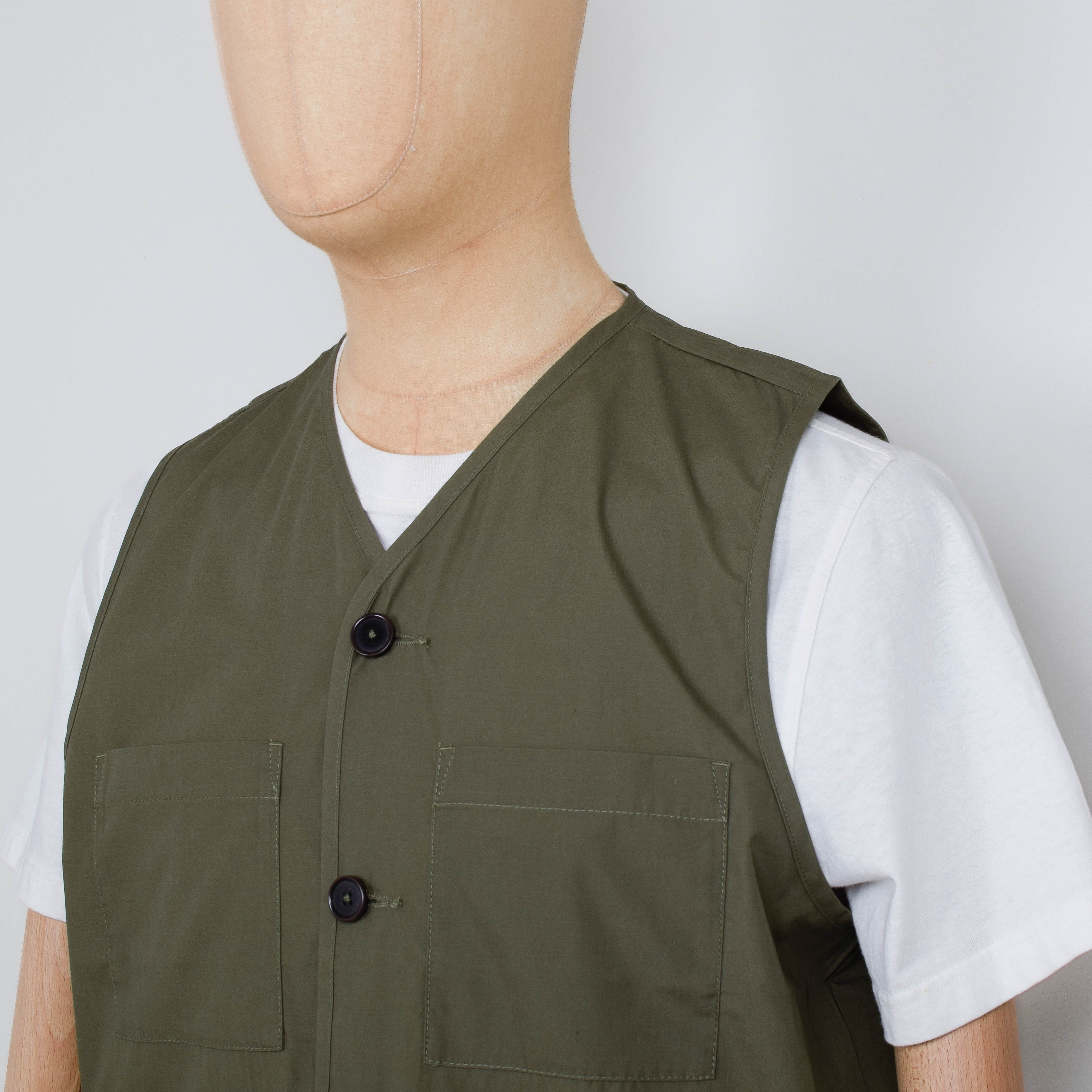 Universal Works City Waistcoat Recycled Polytech - Olive - Image 2