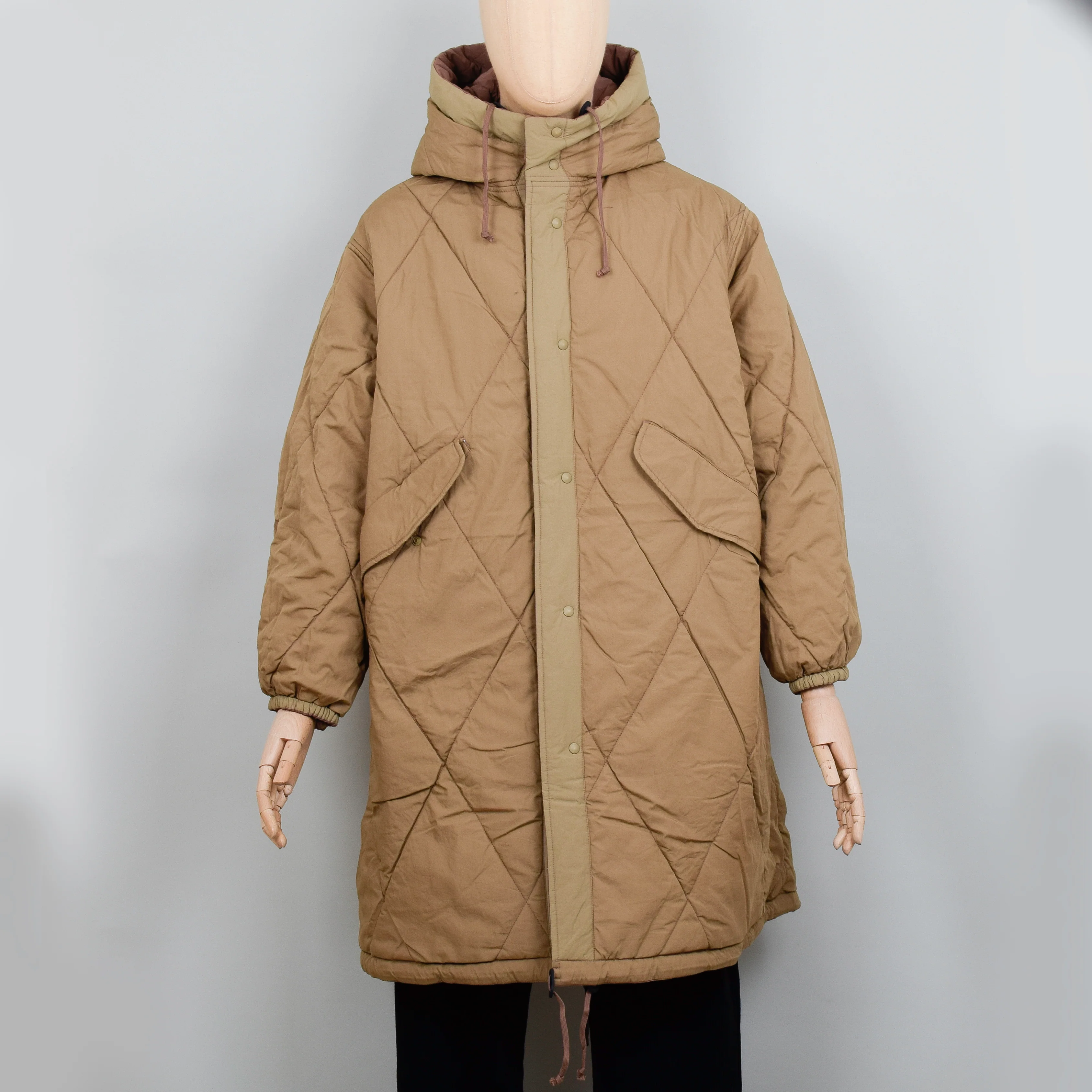 Universal Works Diamond Quilt Parka - Brown - Image 2