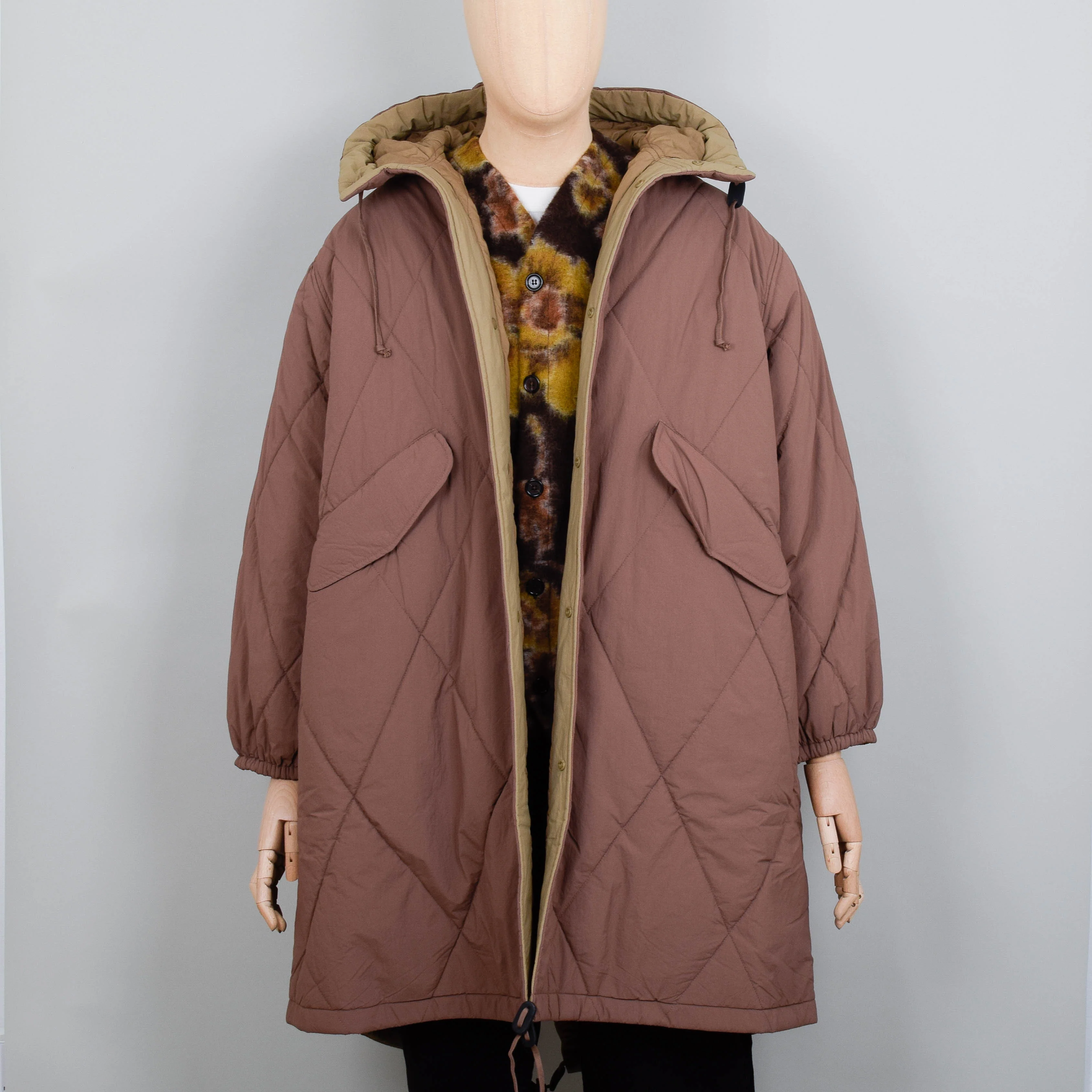 Universal Works Diamond Quilt Parka - Brown - Image 3