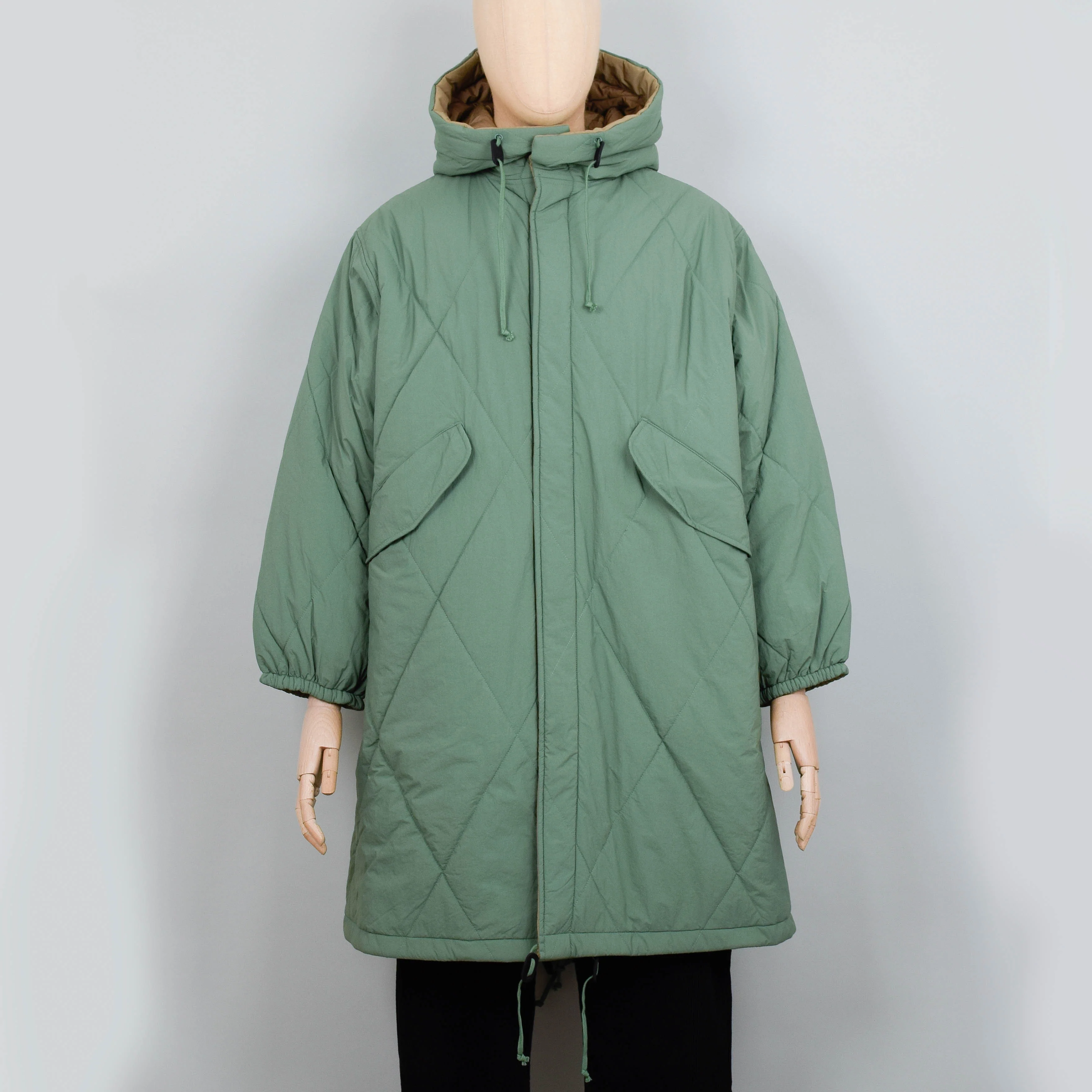 Universal Works Diamond Quilt Parka - Green