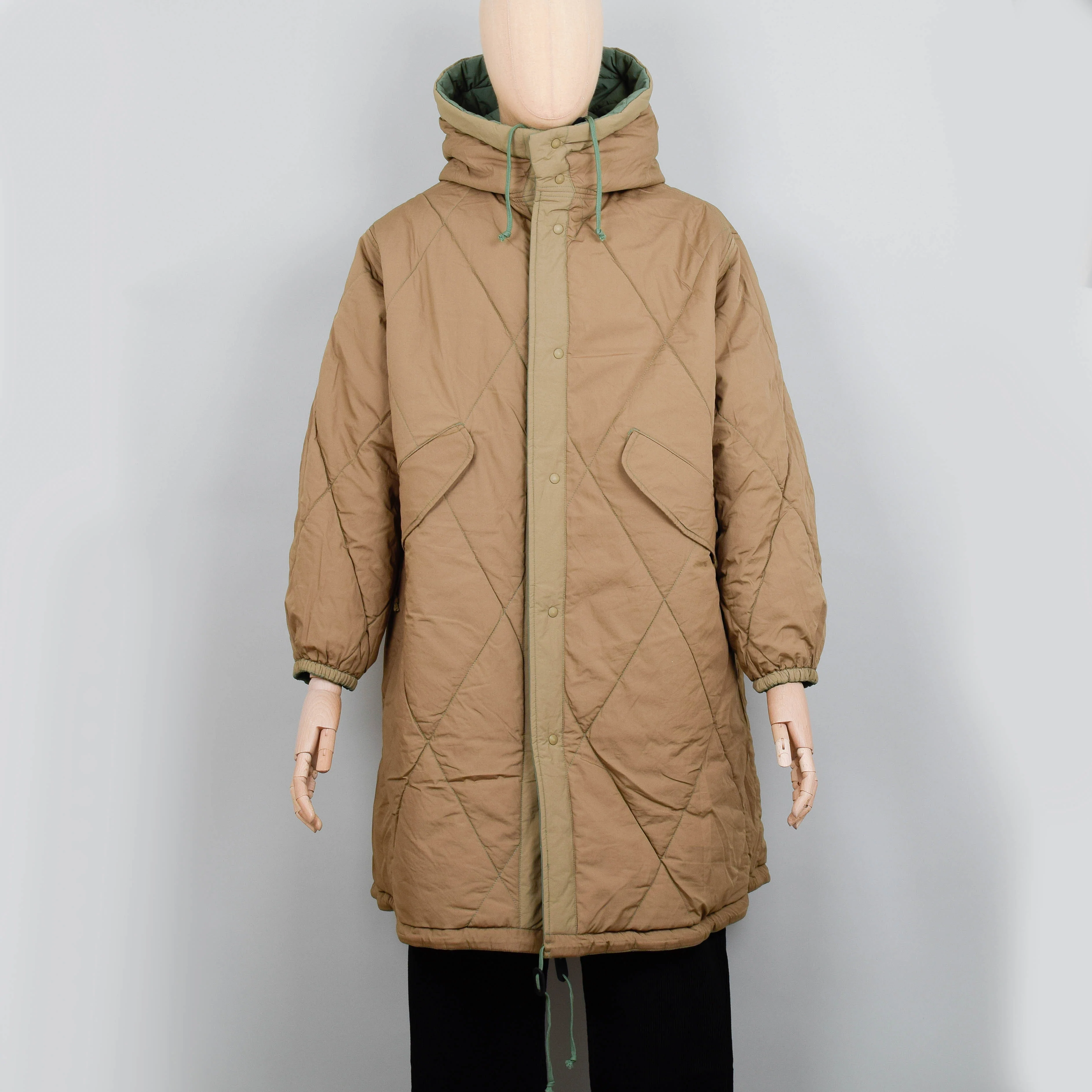 Universal Works Diamond Quilt Parka - Green - Image 2