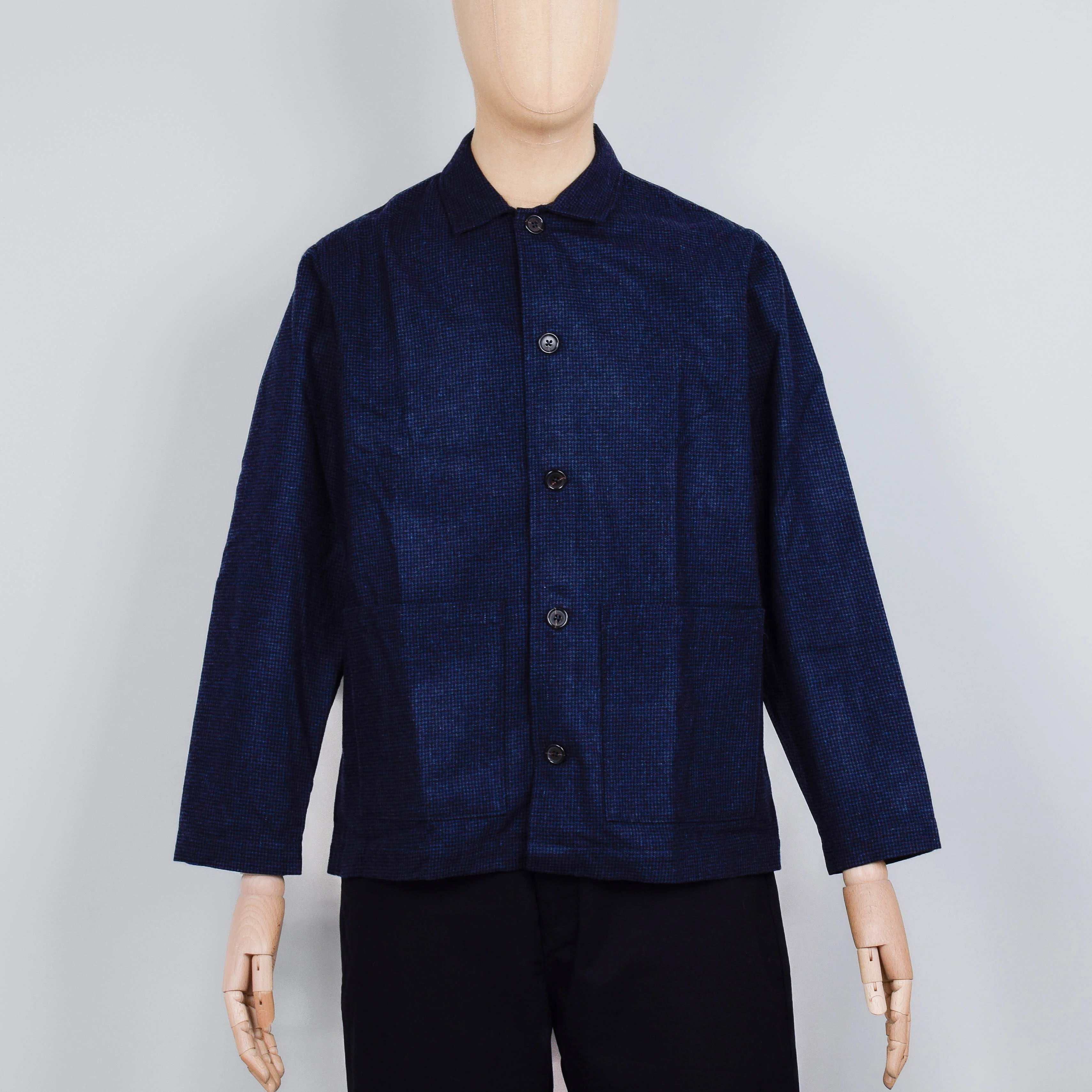 Universal Works Easy Overshirt Brushed Bari - Navy