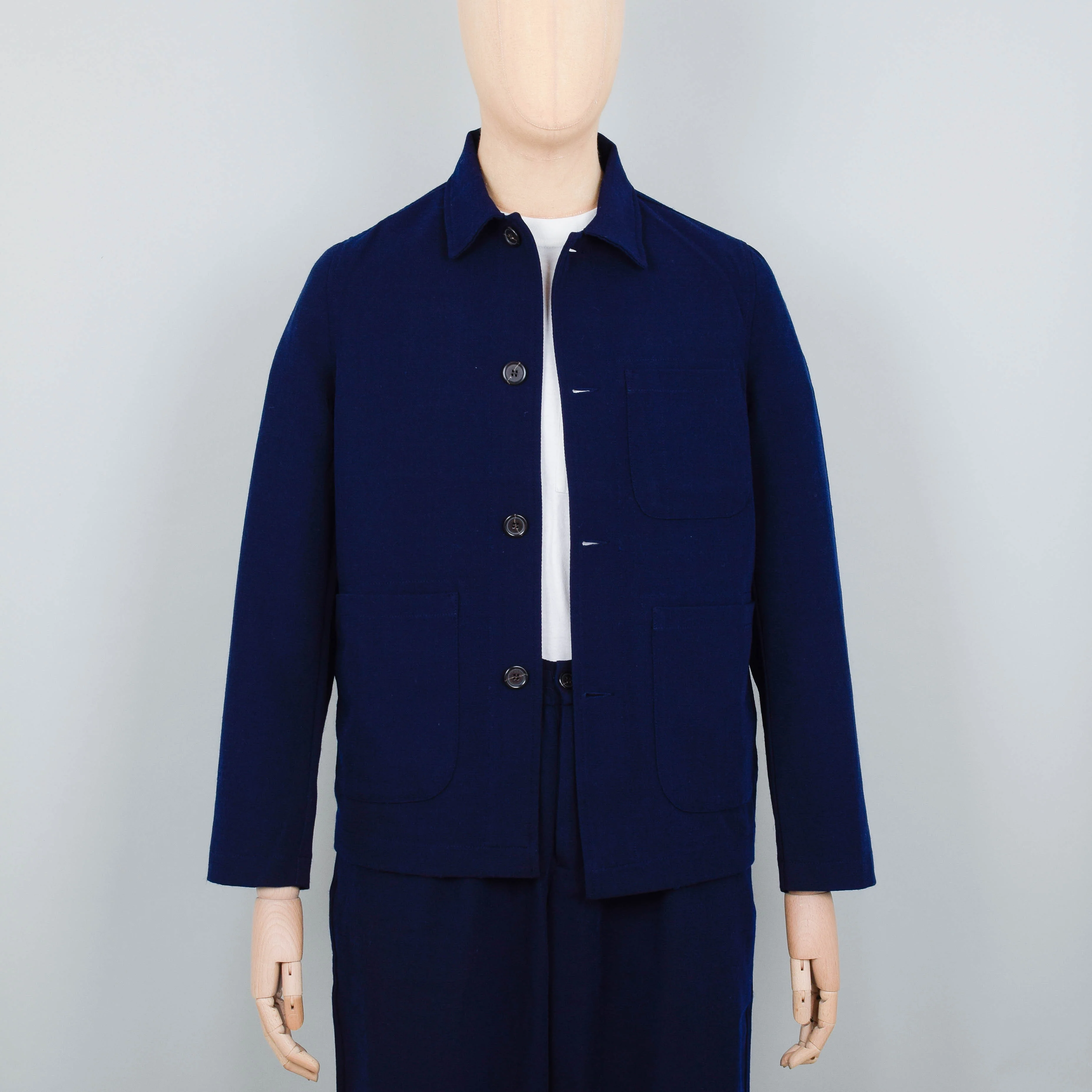Universal Works Field Jacket Relive Weave - Navy - Image 3