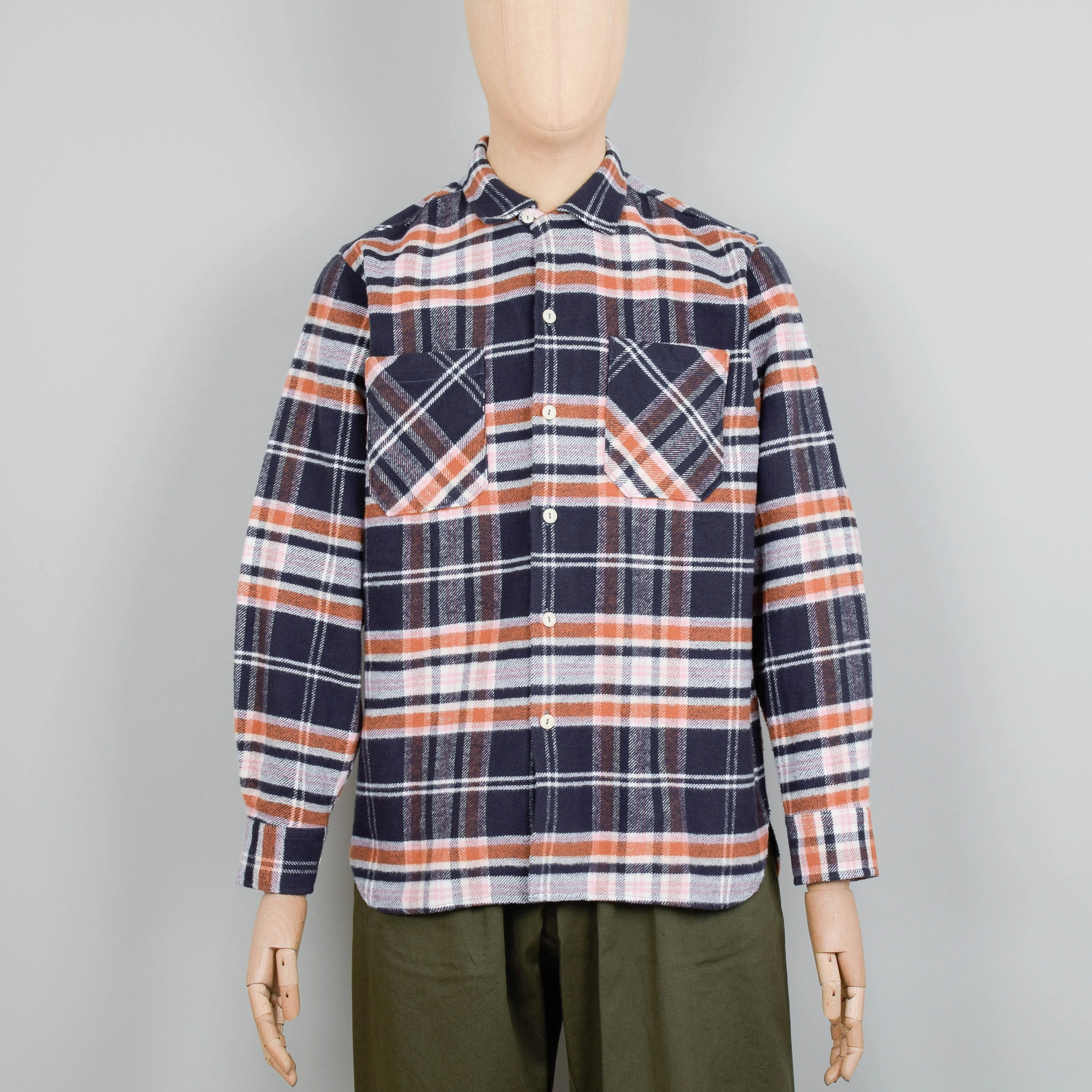 Universal Works Brush Flannel Work Shirt - Grey Check