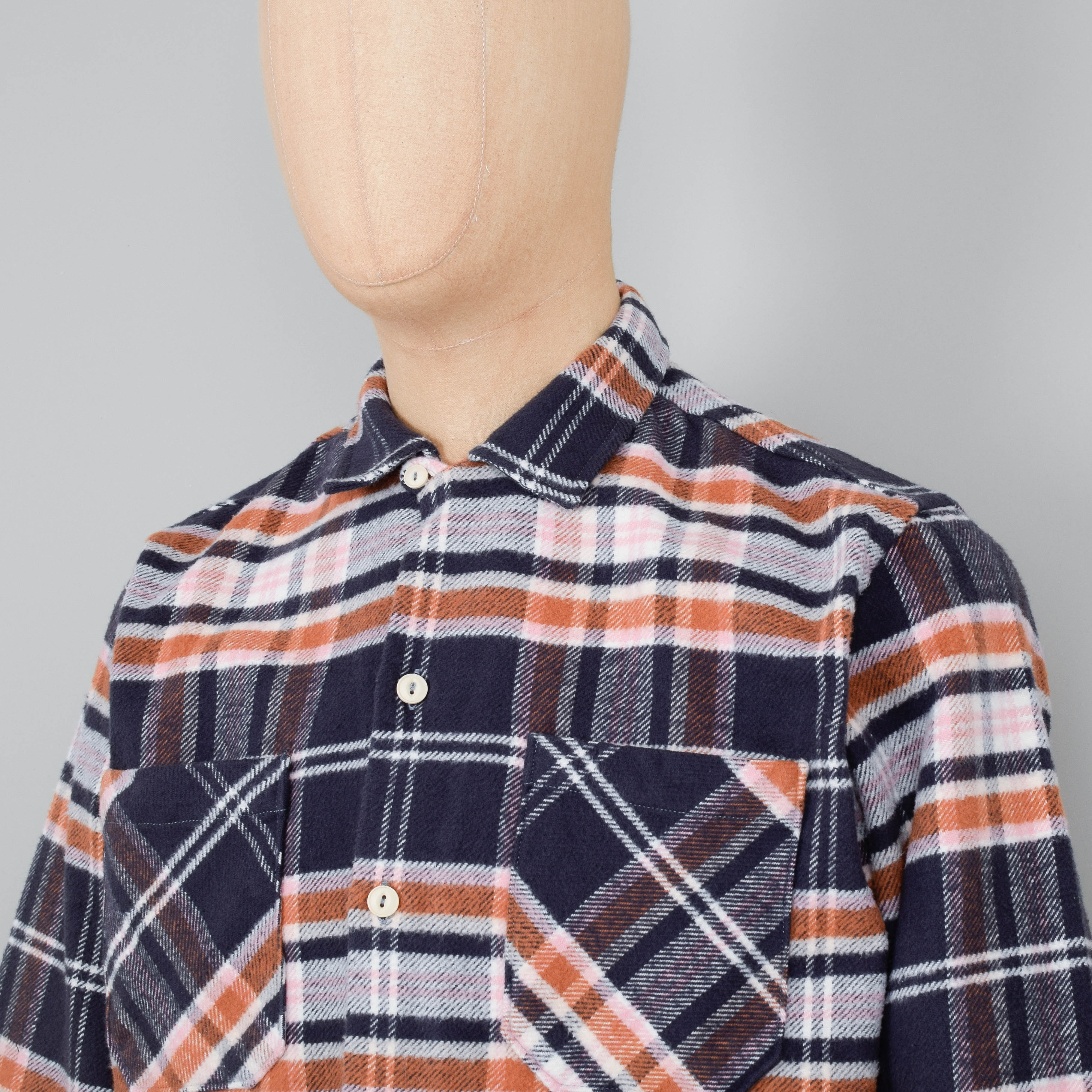 Universal Works Brush Flannel Work Shirt - Grey Check - Image 2