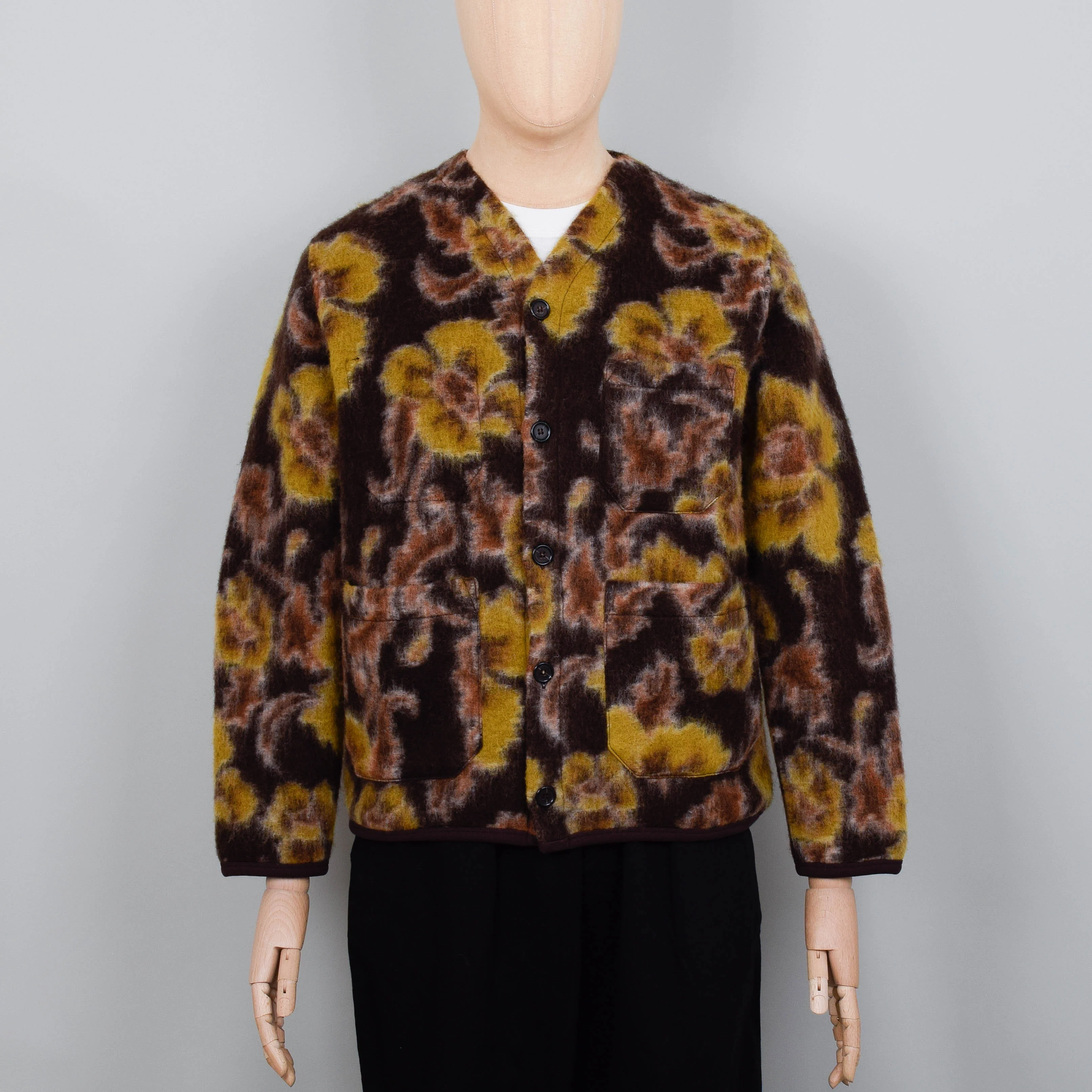 Universal Works Flower Fleece Cardigan - Brown