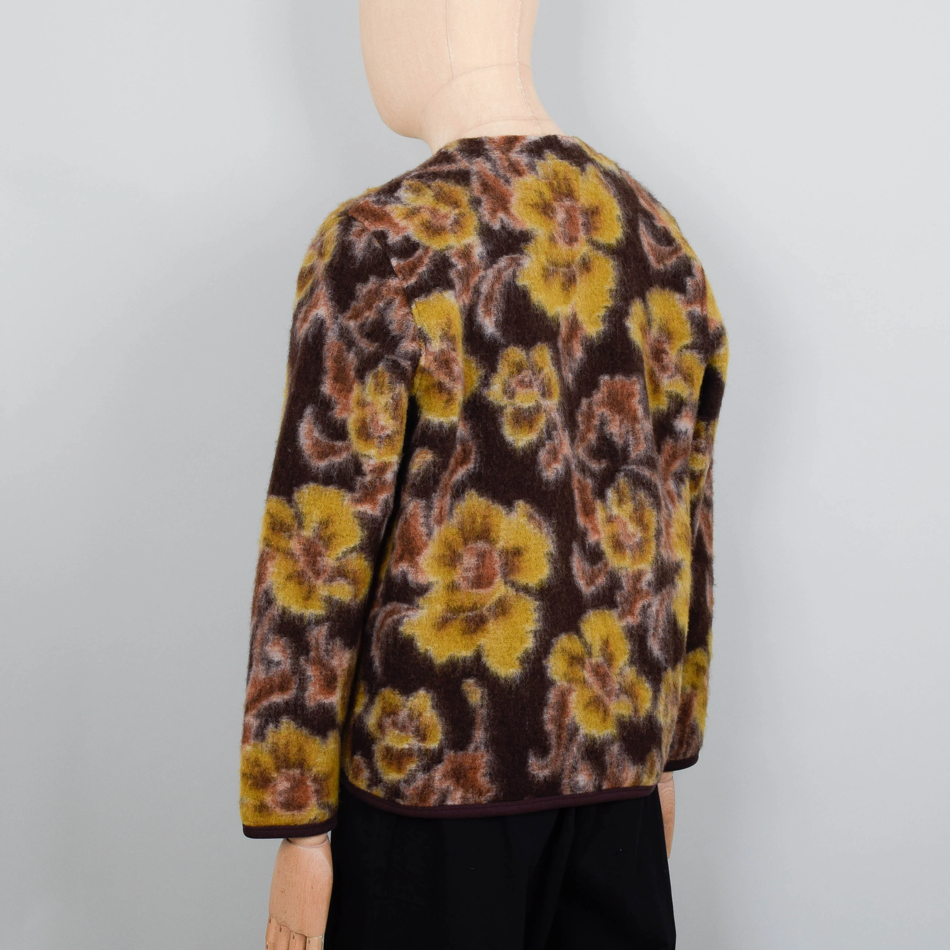 Universal Works Flower Fleece Cardigan - Brown - Image 3