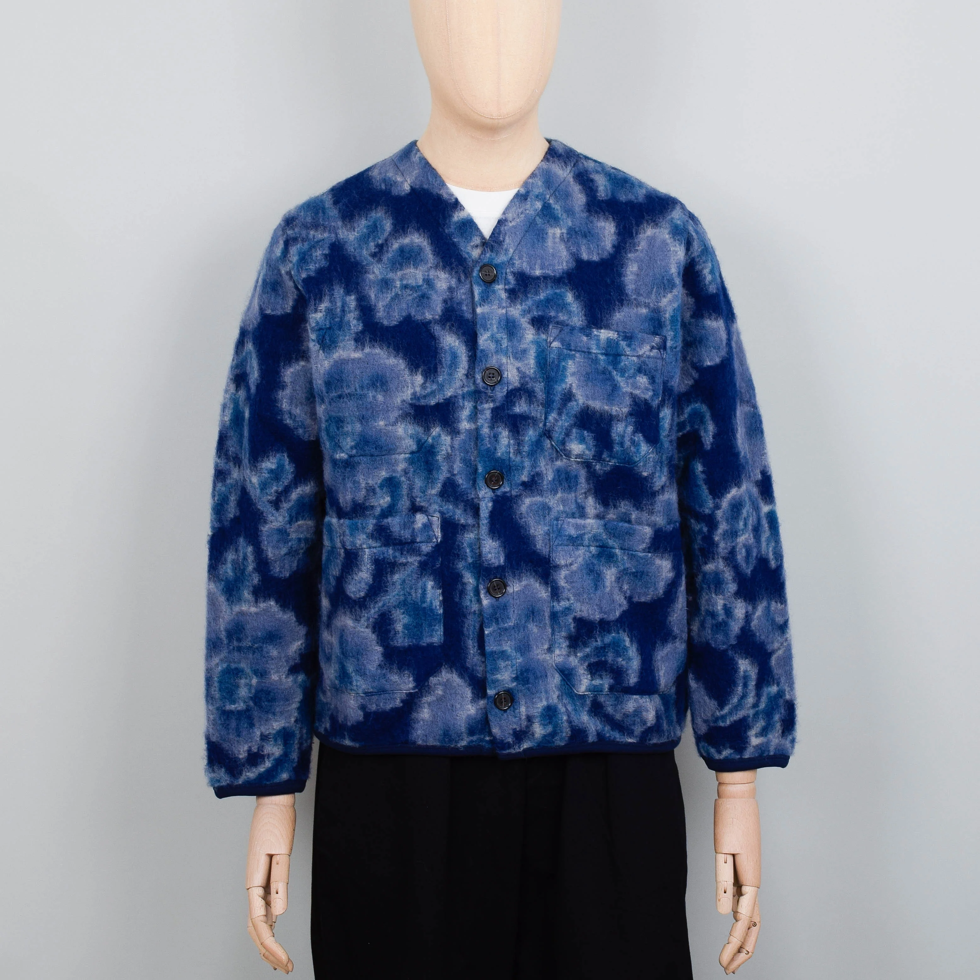 Universal Works Flower Fleece Cardigan - Navy