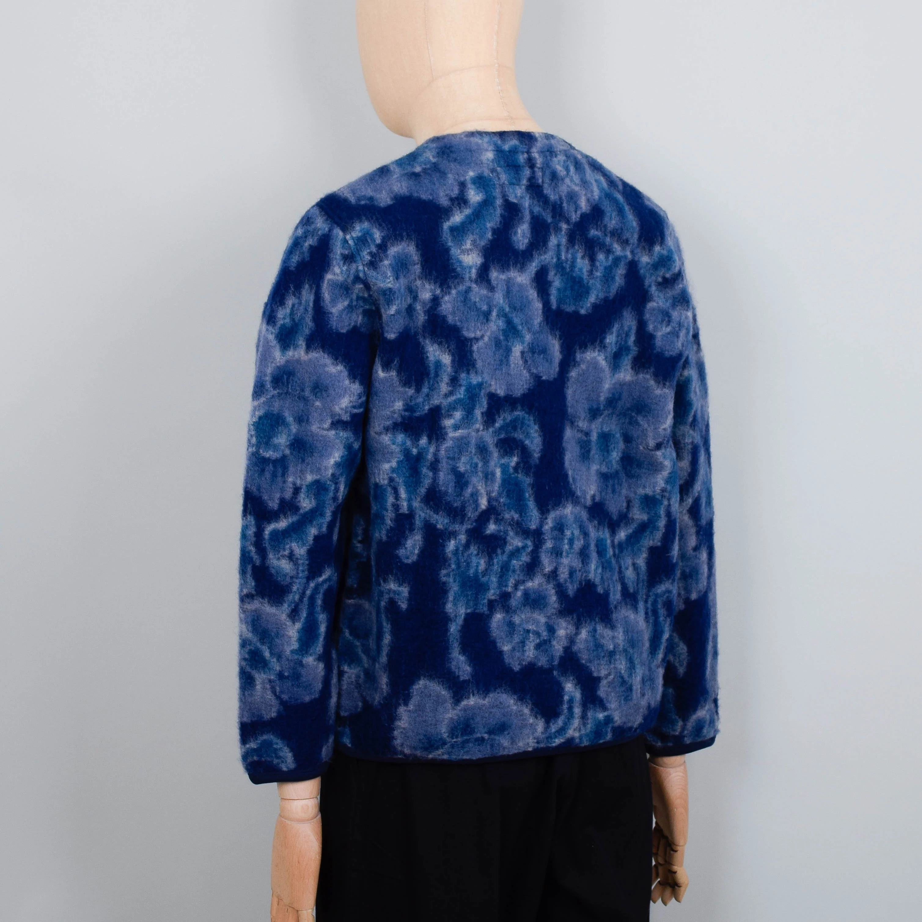 Universal Works Flower Fleece Cardigan - Navy - Image 3