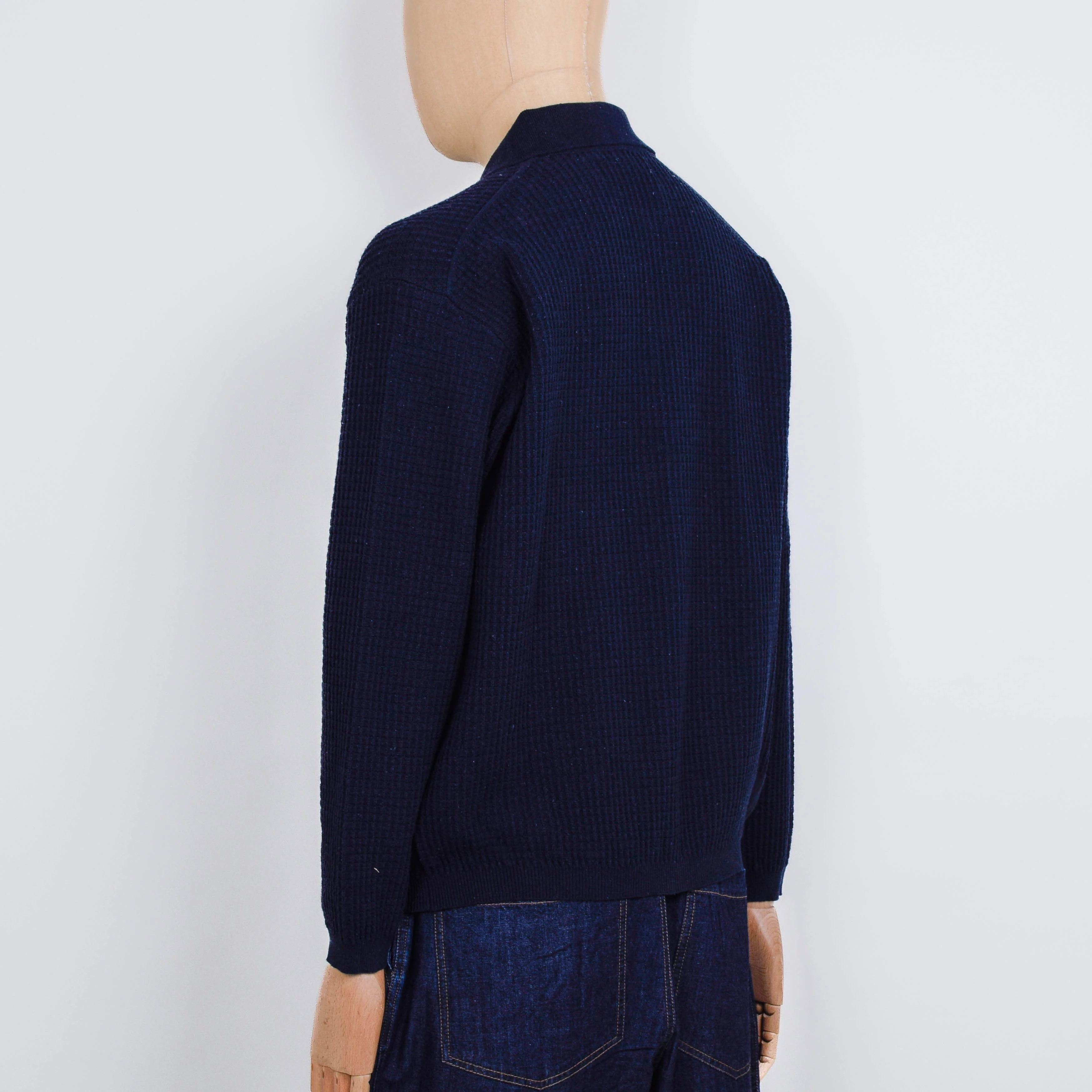 Universal Works Knit Jacket Eco Cotton Knit - Navy - Image 3