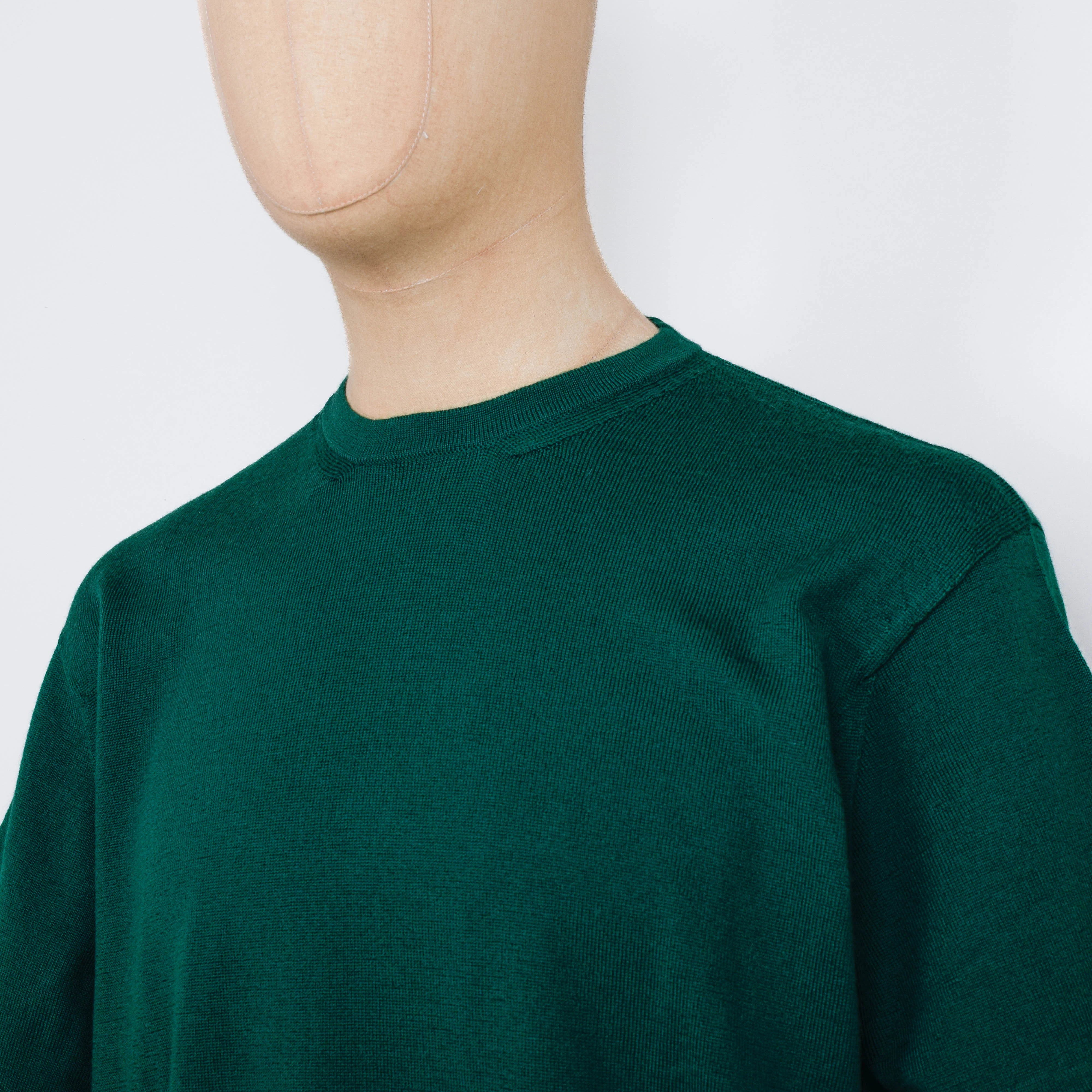 Universal Works Knit Tee Merino Fine Knit - Green - Image 2
