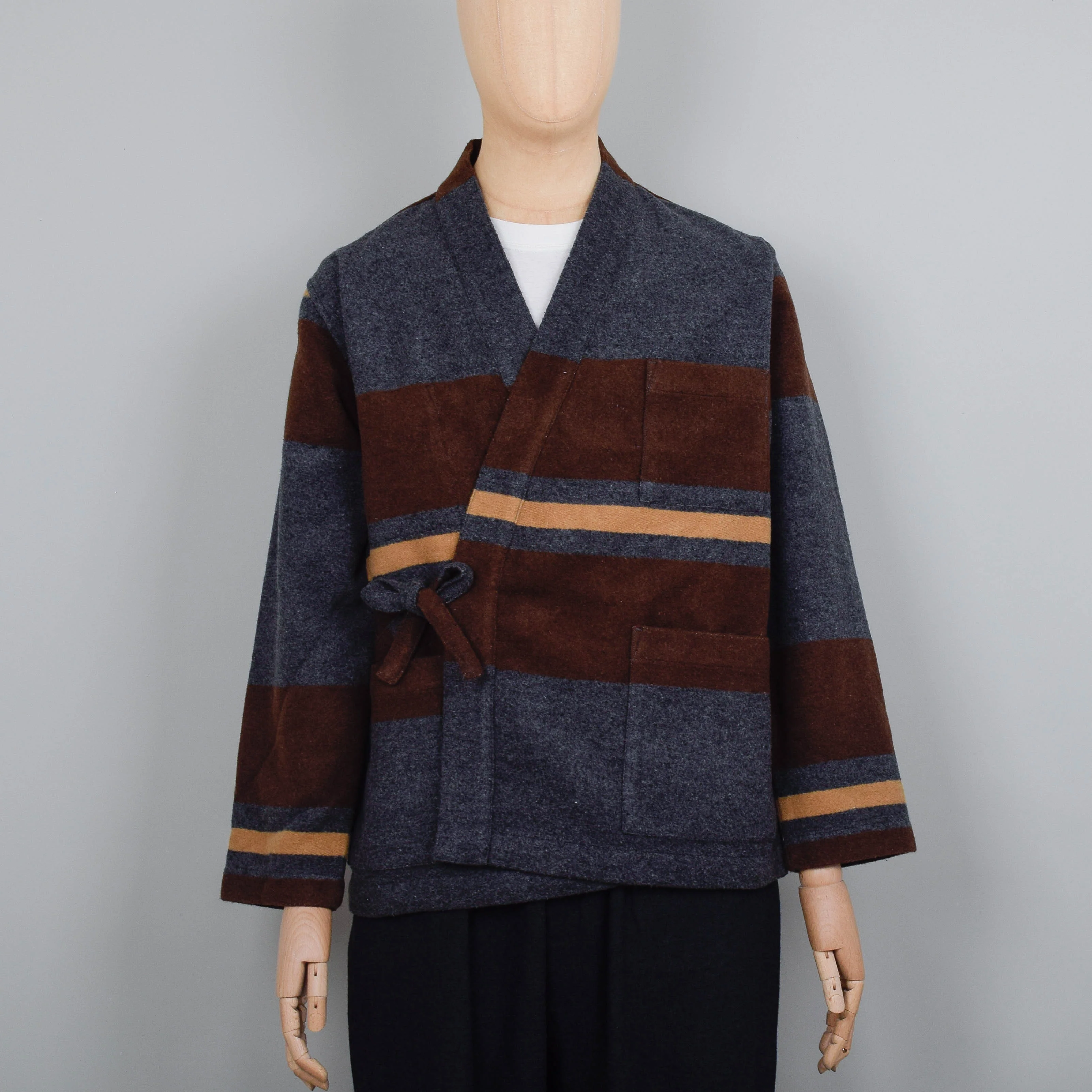 Universal Works Kyoto Work Jacket Wool - Charcoal Stripe