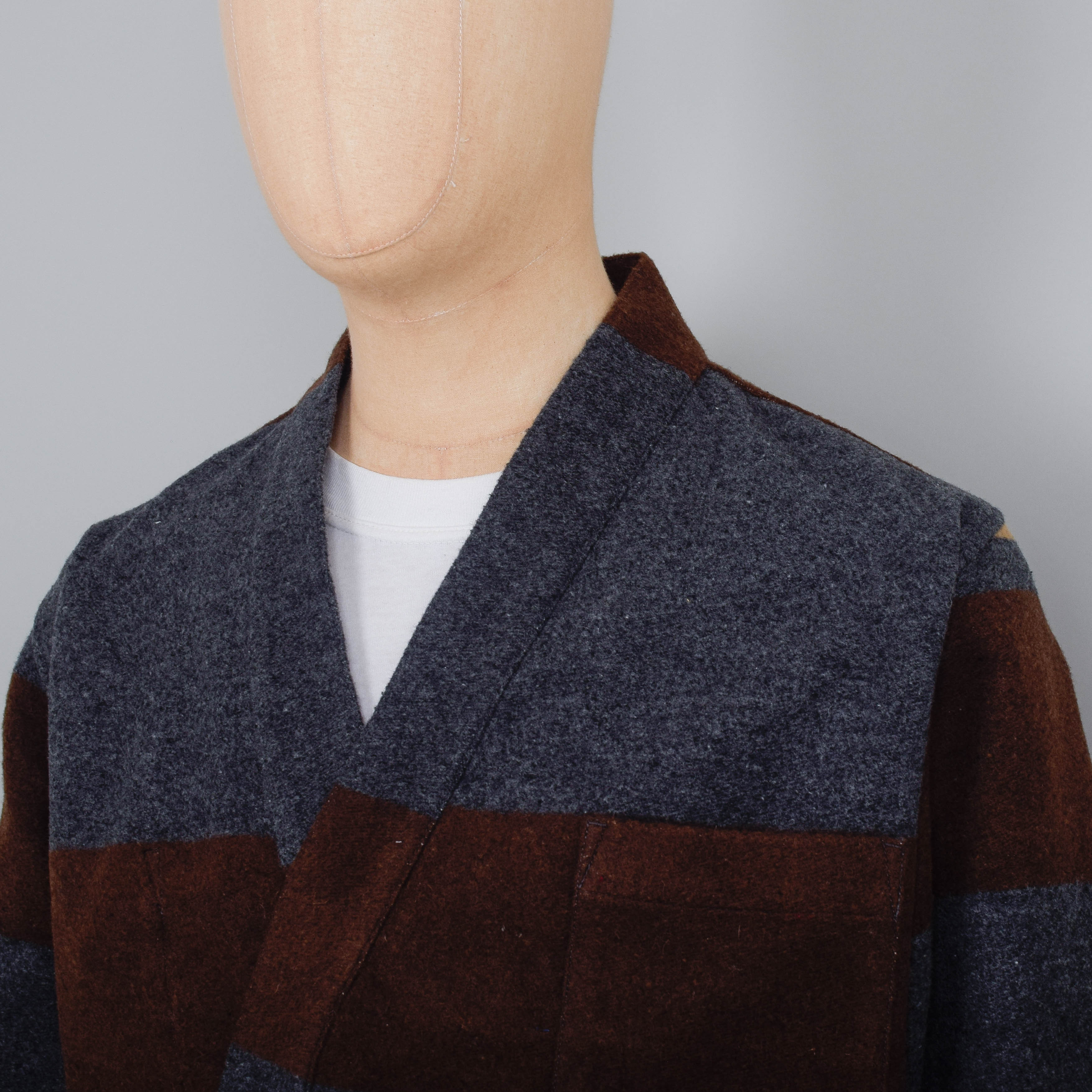 Universal Works Kyoto Work Jacket Wool - Charcoal Stripe - Image 2