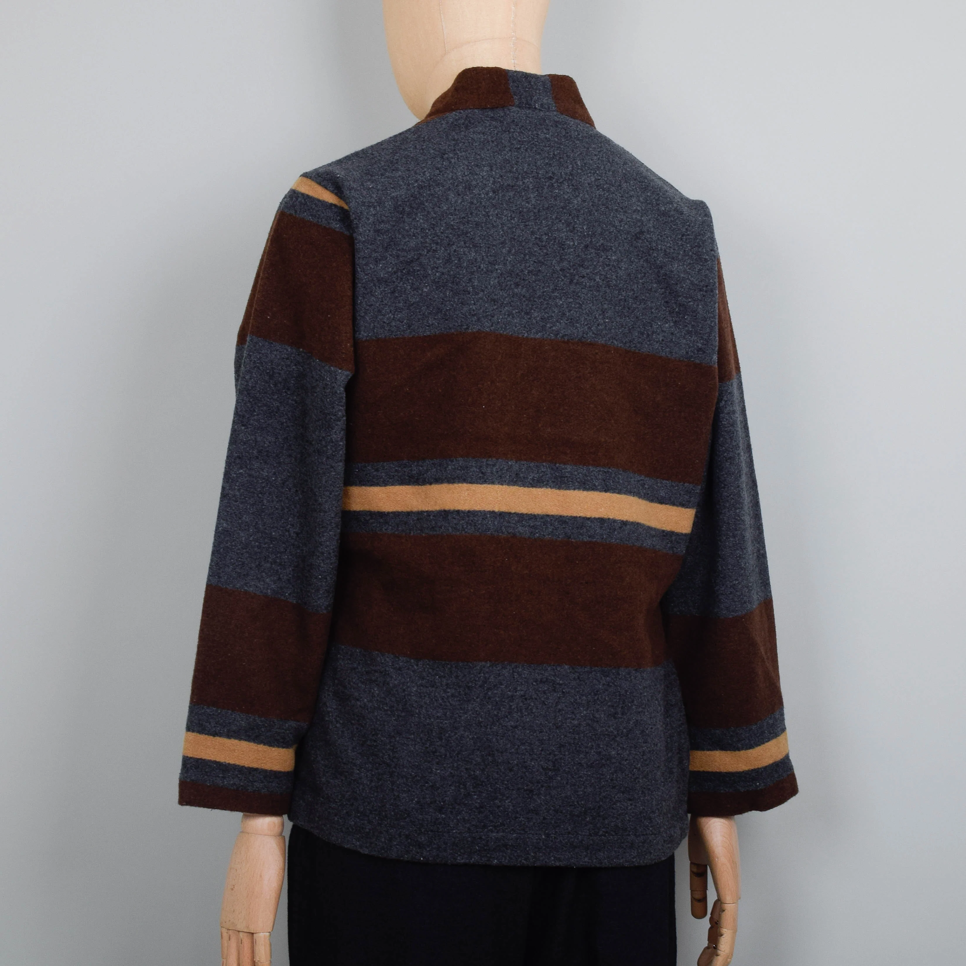 Universal Works Kyoto Work Jacket Wool - Charcoal Stripe - Image 3
