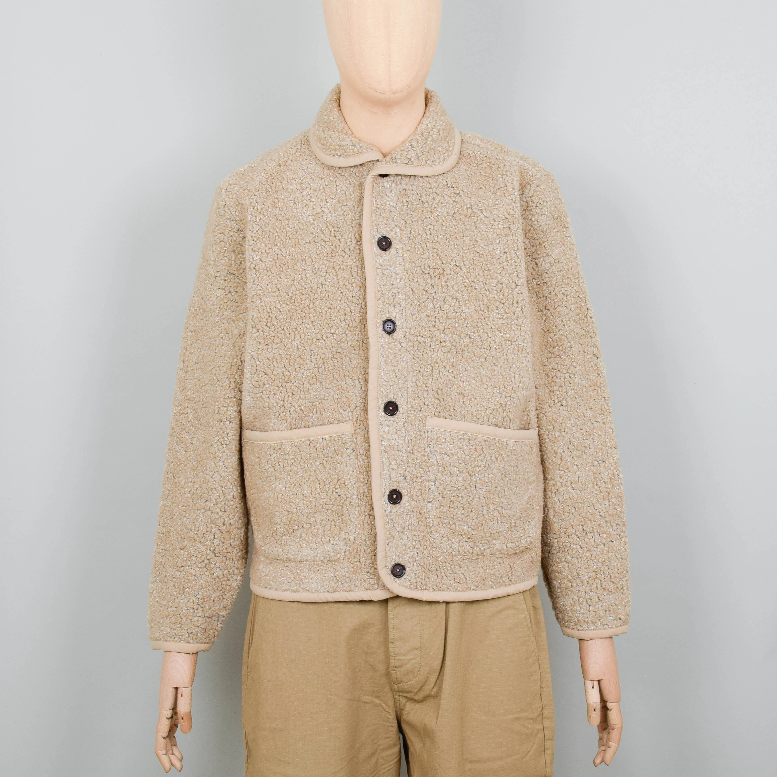 Universal Works Lancaster Jacket Shakespeare Fleece - Stone