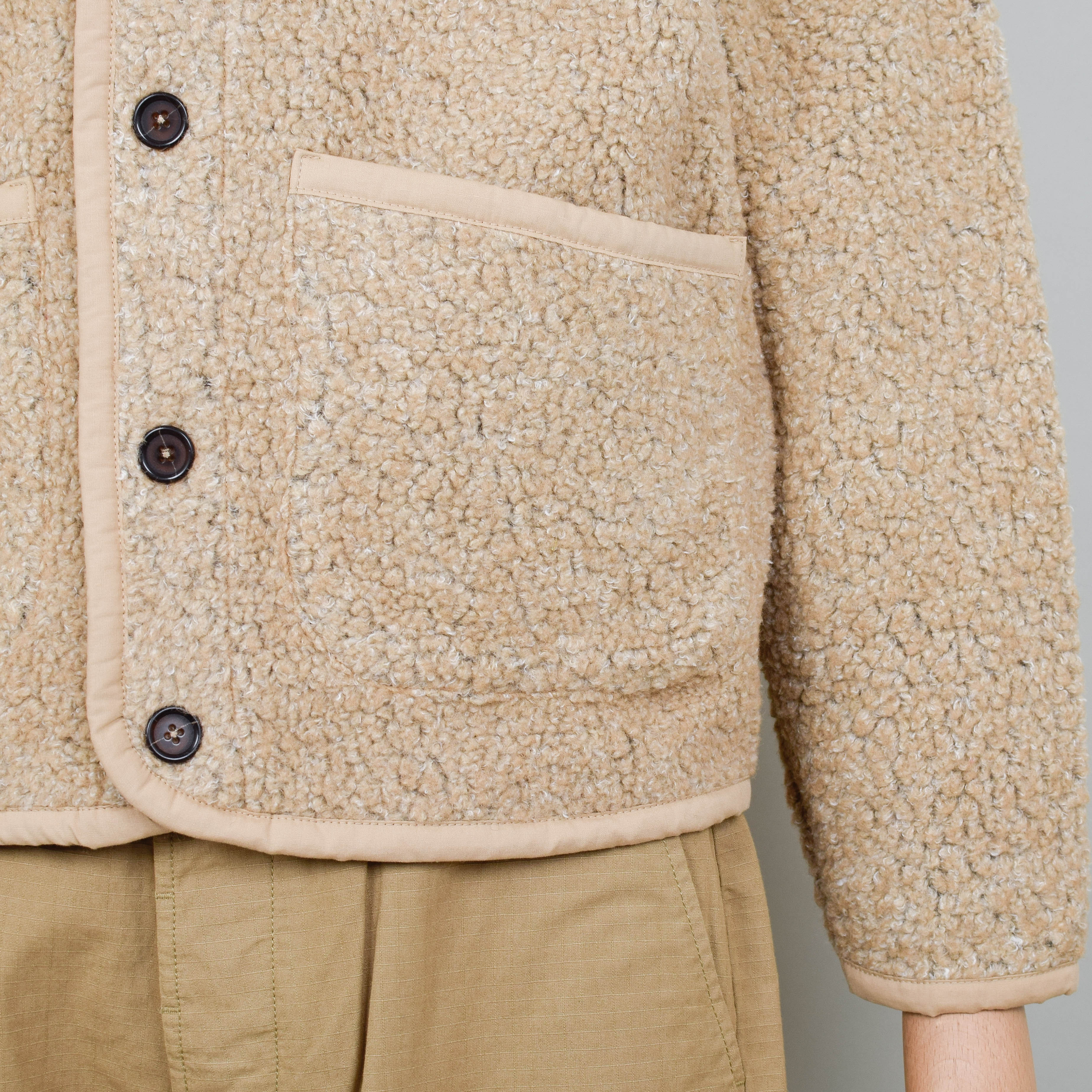 Universal Works Lancaster Jacket Shakespeare Fleece - Stone - Image 3