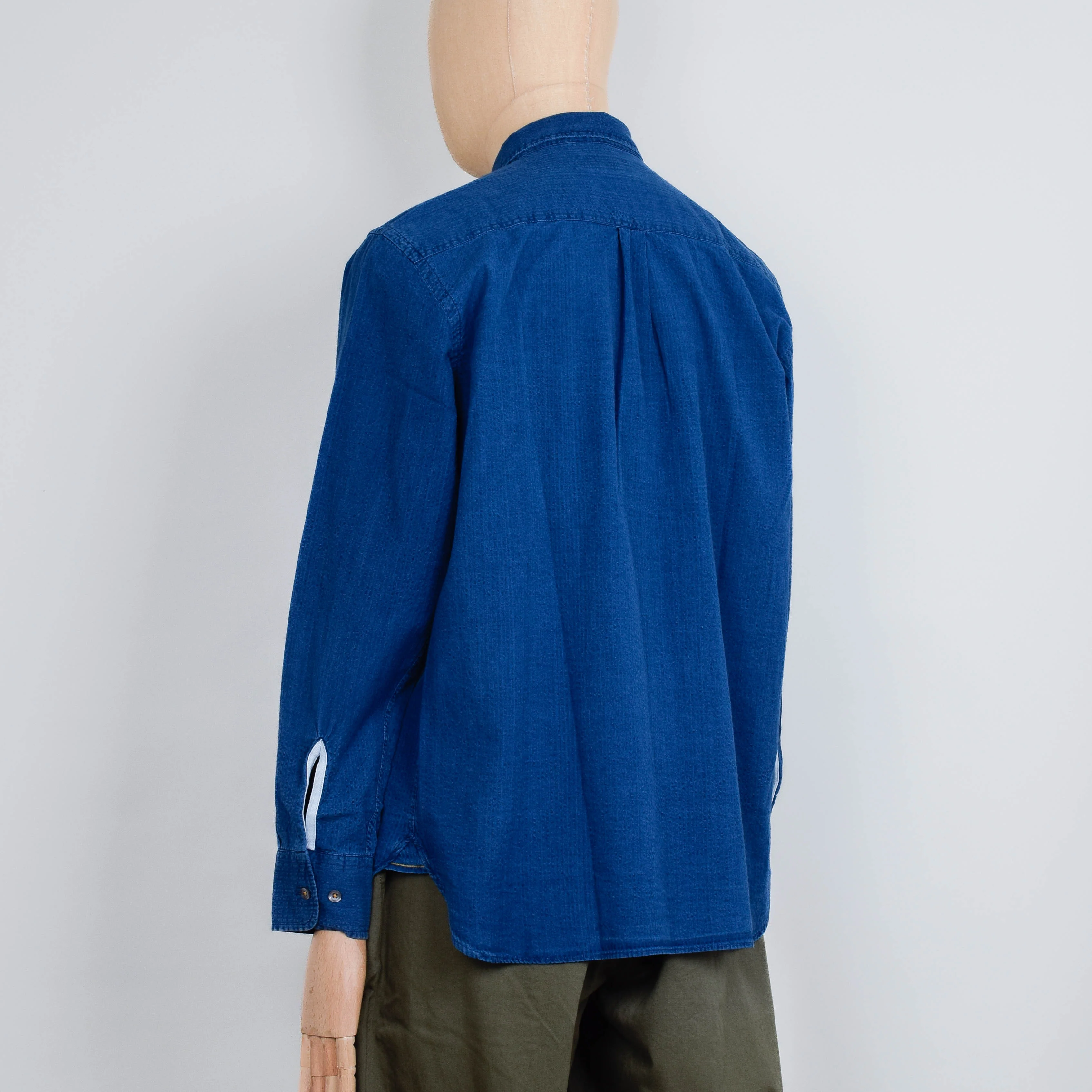 Universal Works Lazy Day Shirt Seersucker - Washed Indigo - Image 3