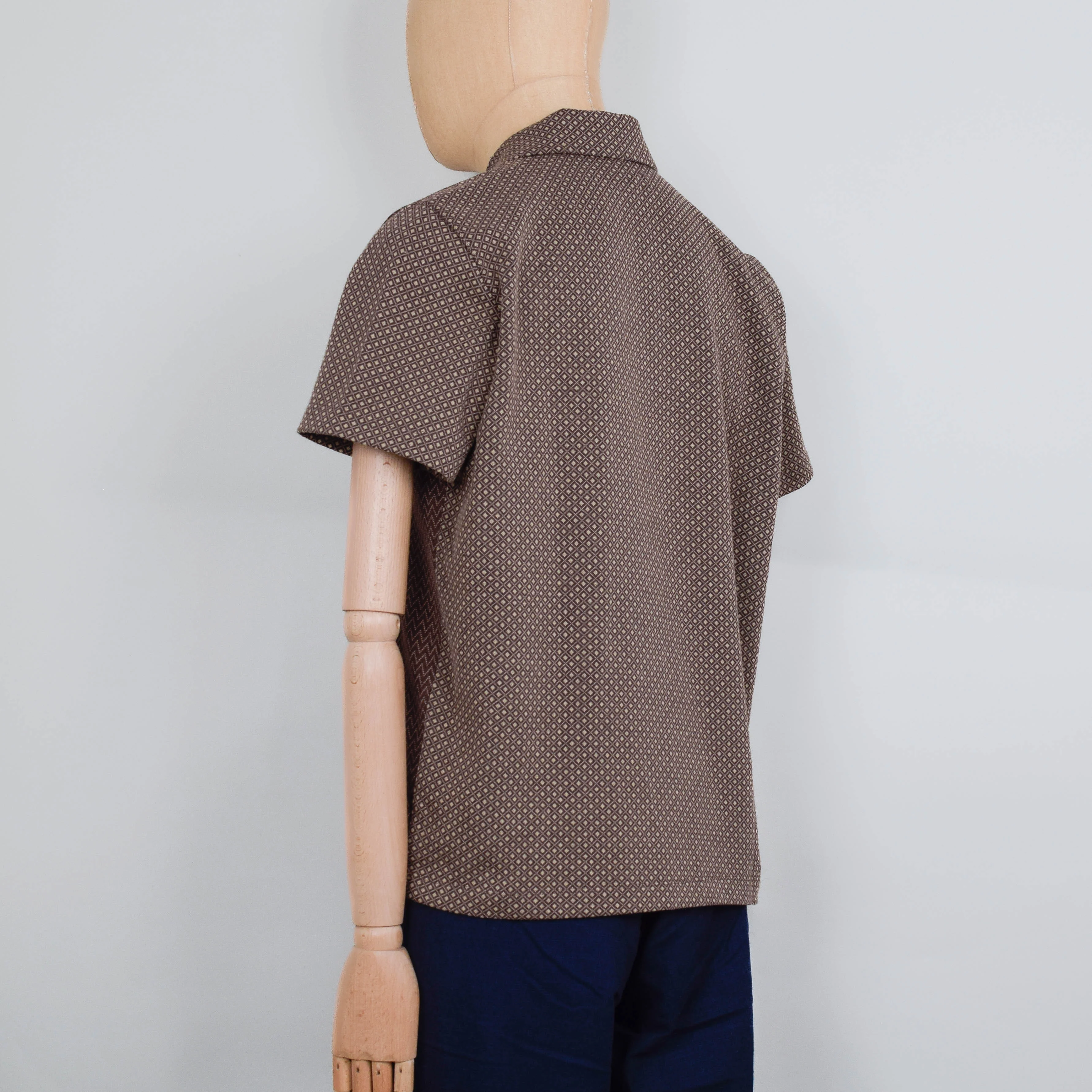 Universal Works Newlyn Polo Cotton Mix Fleece - Brown - Image 3