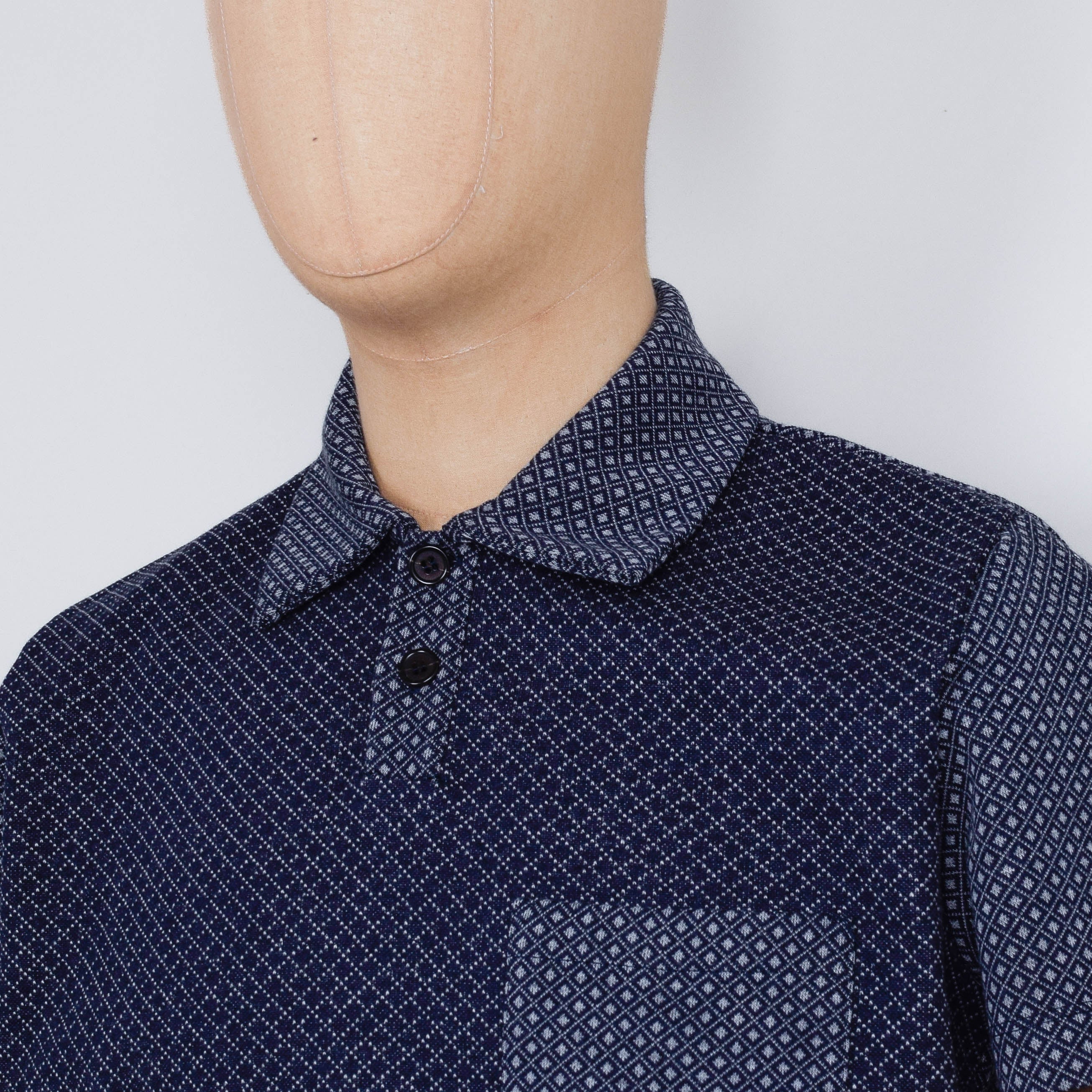 Universal Works Newlyn Polo Cotton Mix Fleece - Navy - Image 2