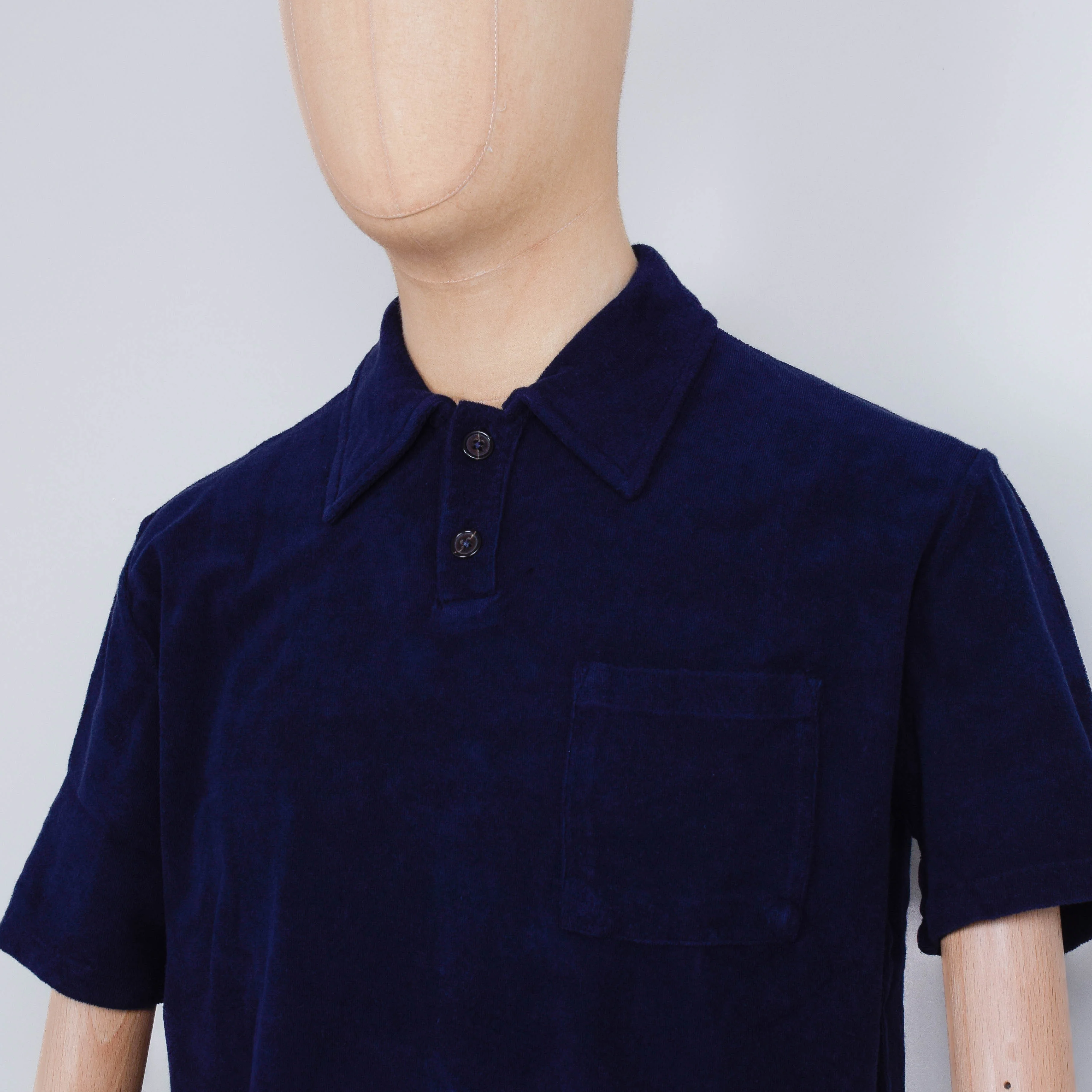 Universal Works Newlyn Polo Lightweight Terry - Bright Navy - Image 2