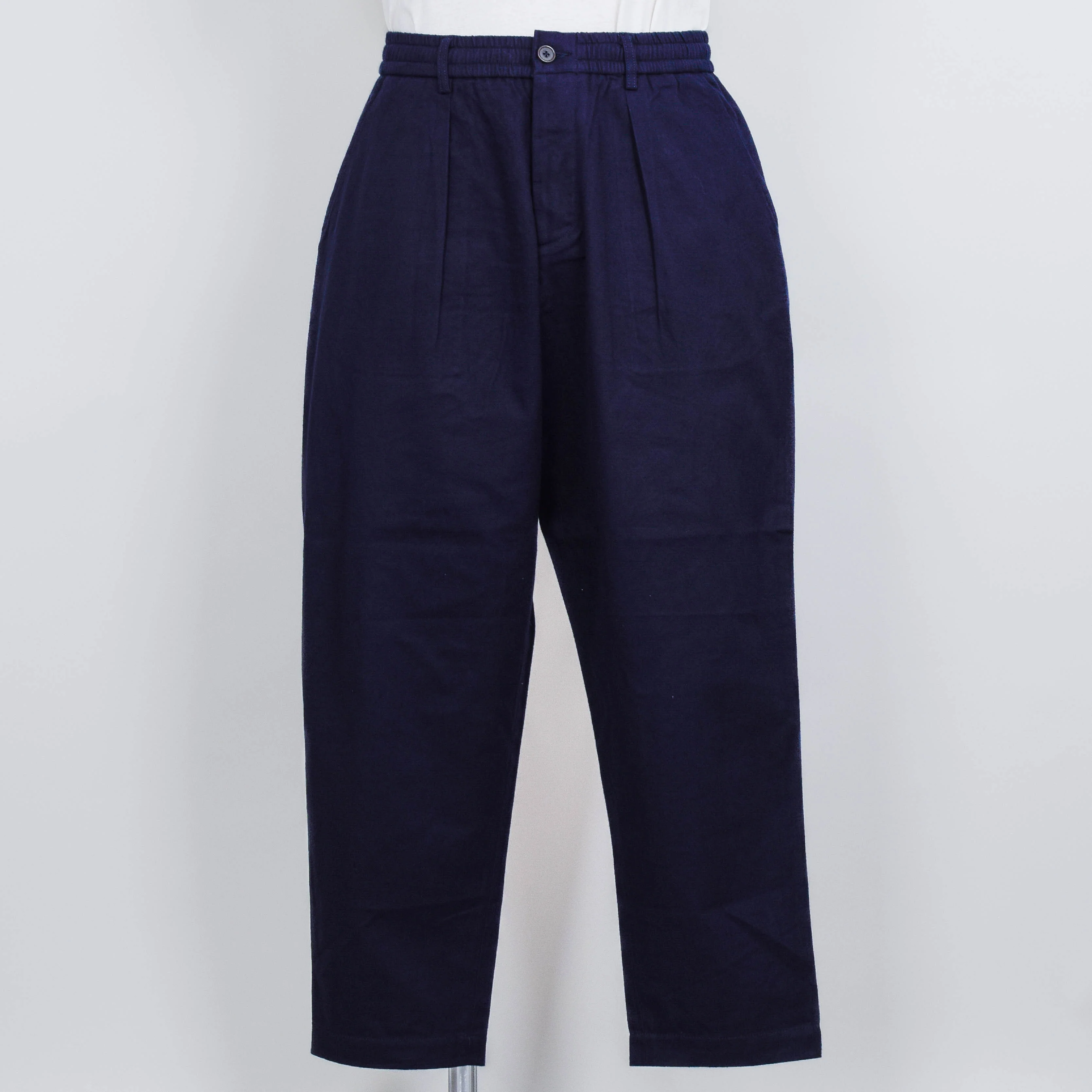 Universal Works Pleated Track Pant Brushed Moleskin - Navy