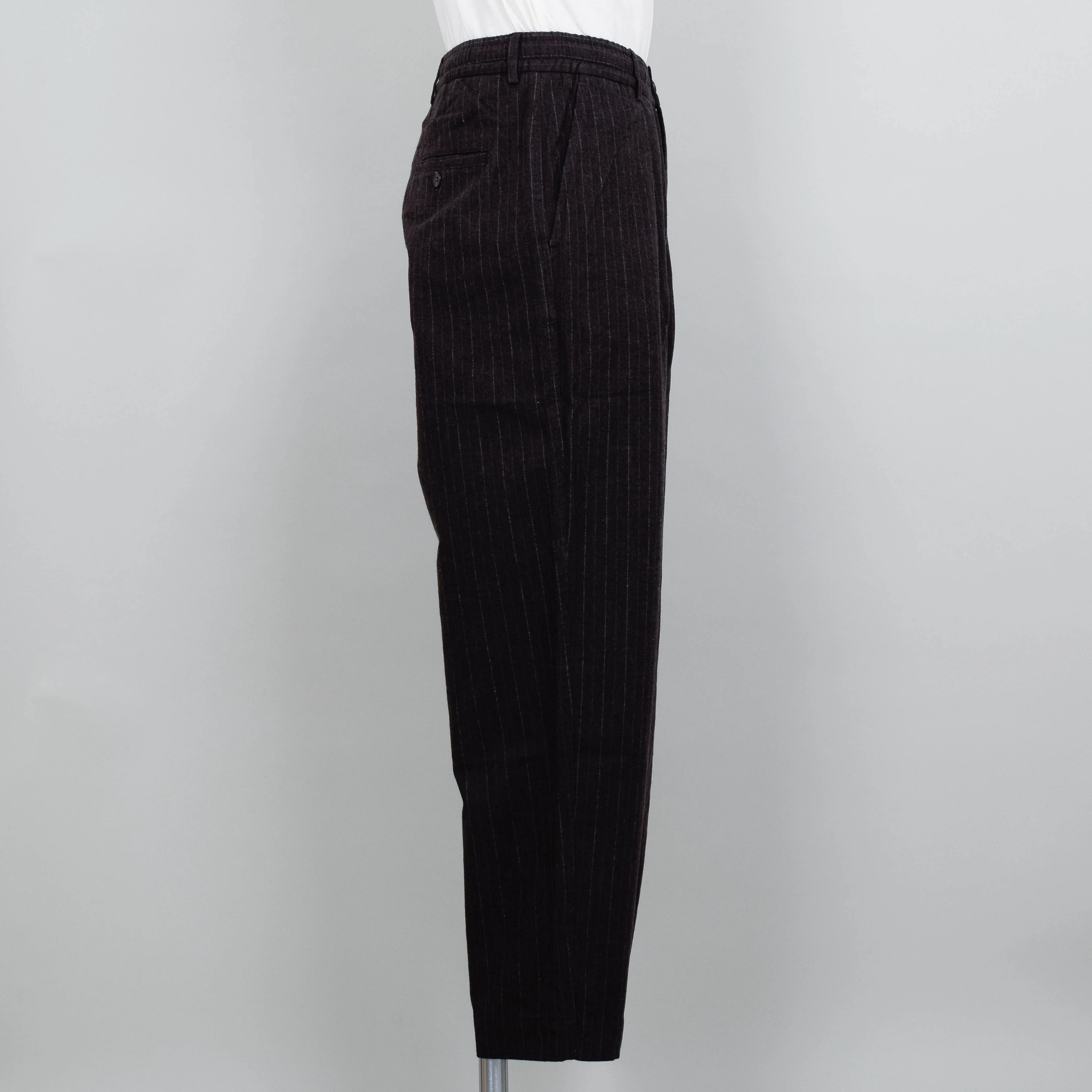 Universal Works Pleated Track Pant Pinstripe - Brown - Image 2