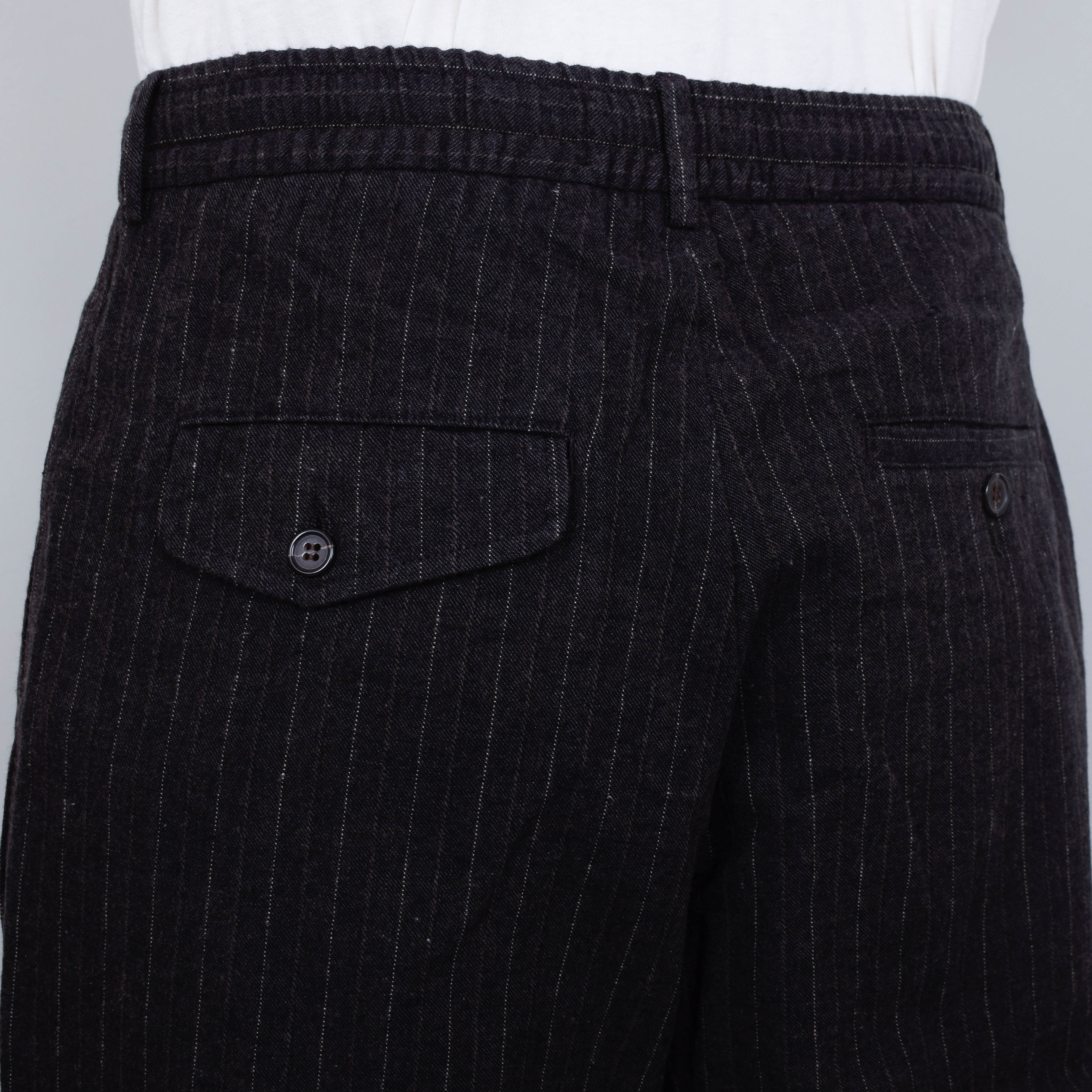 Universal Works Pleated Track Pant Pinstripe - Brown - Image 3