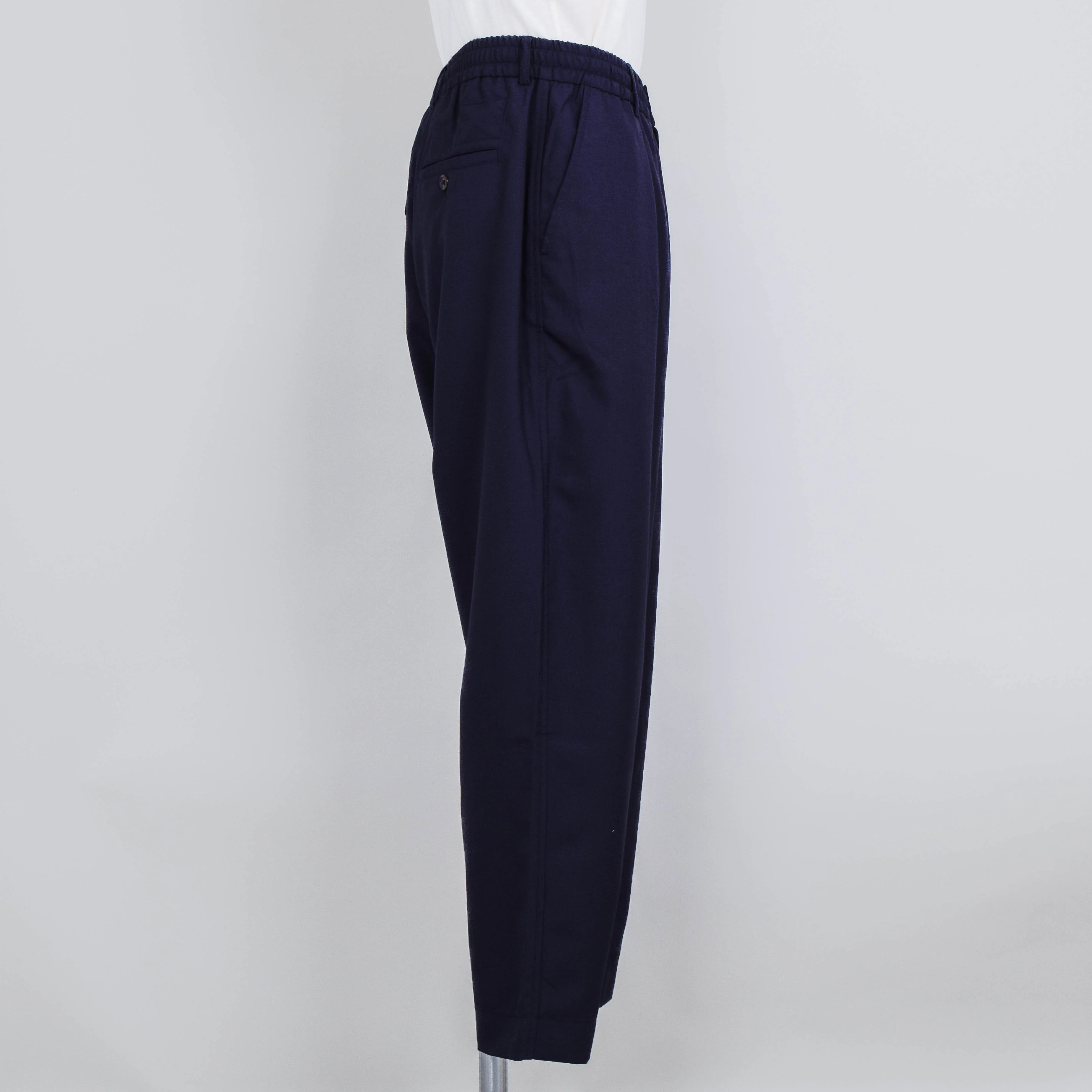 Universal Works Pleated Track Pant Tropical Suiting - Navy - Image 2