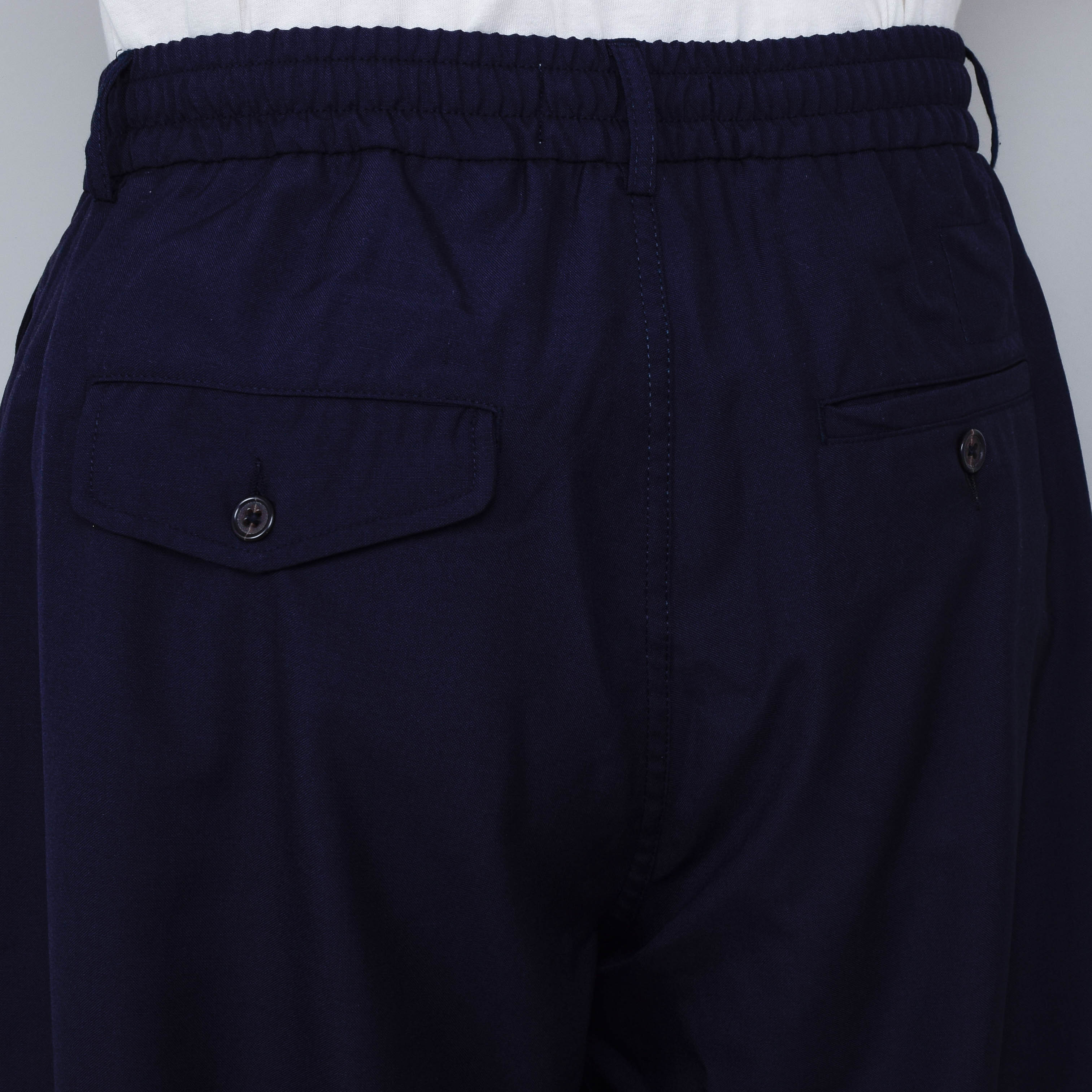 Universal Works Pleated Track Pant Tropical Suiting - Navy - Image 3
