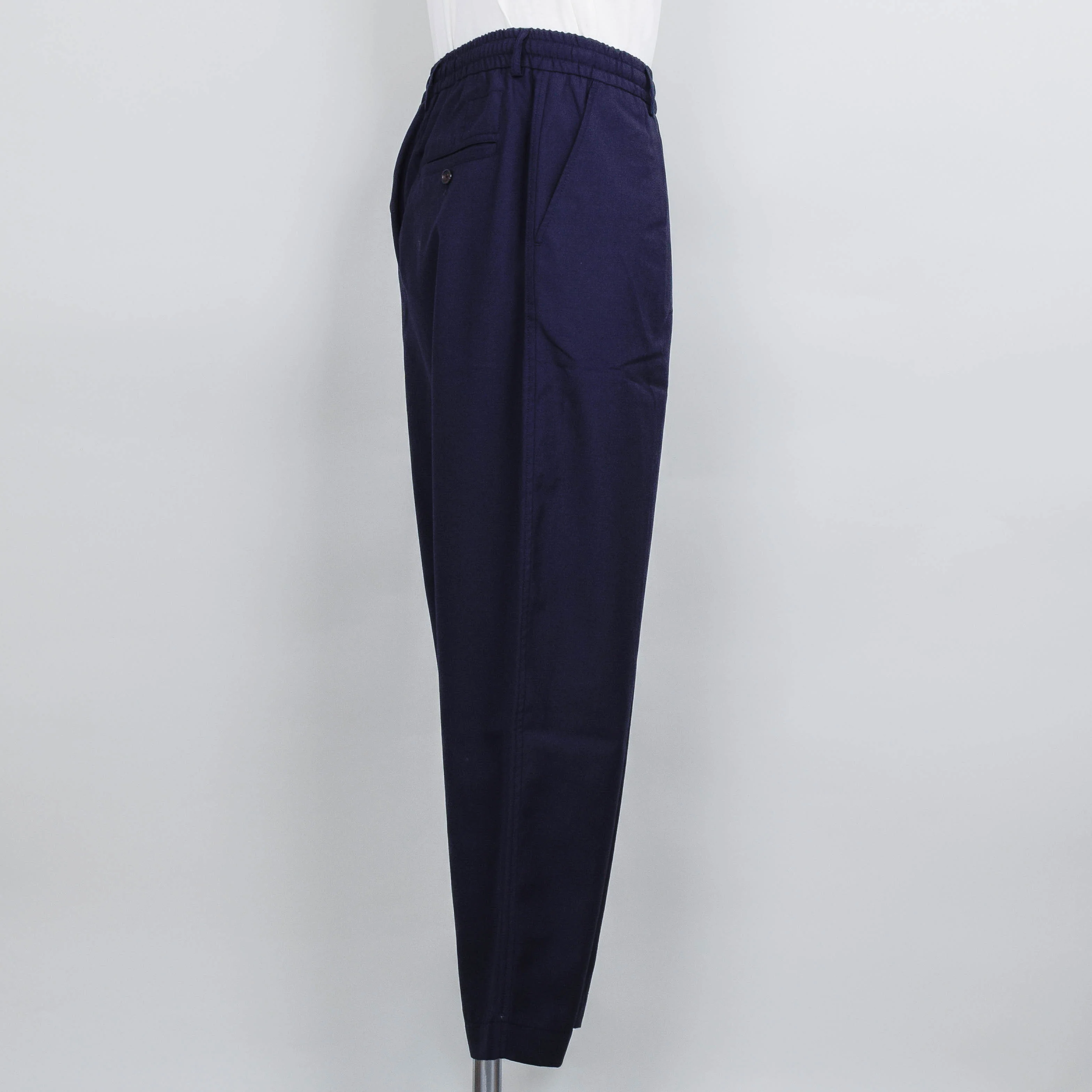 Universal Works Pleated Track Pant Tropical Suiting - Navy - Image 2
