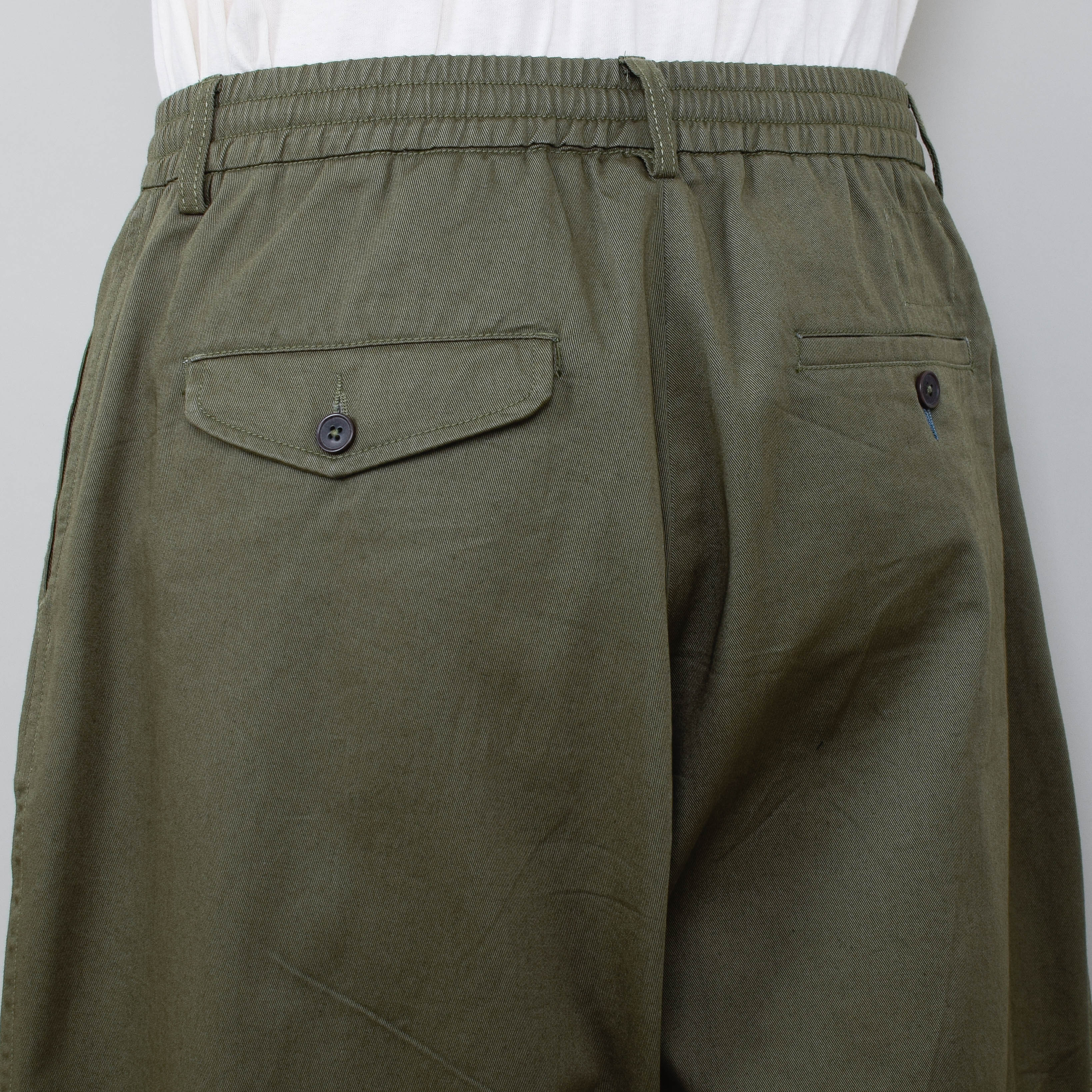 Universal Works Pleated Track Pant Twill - Olive - Image 3