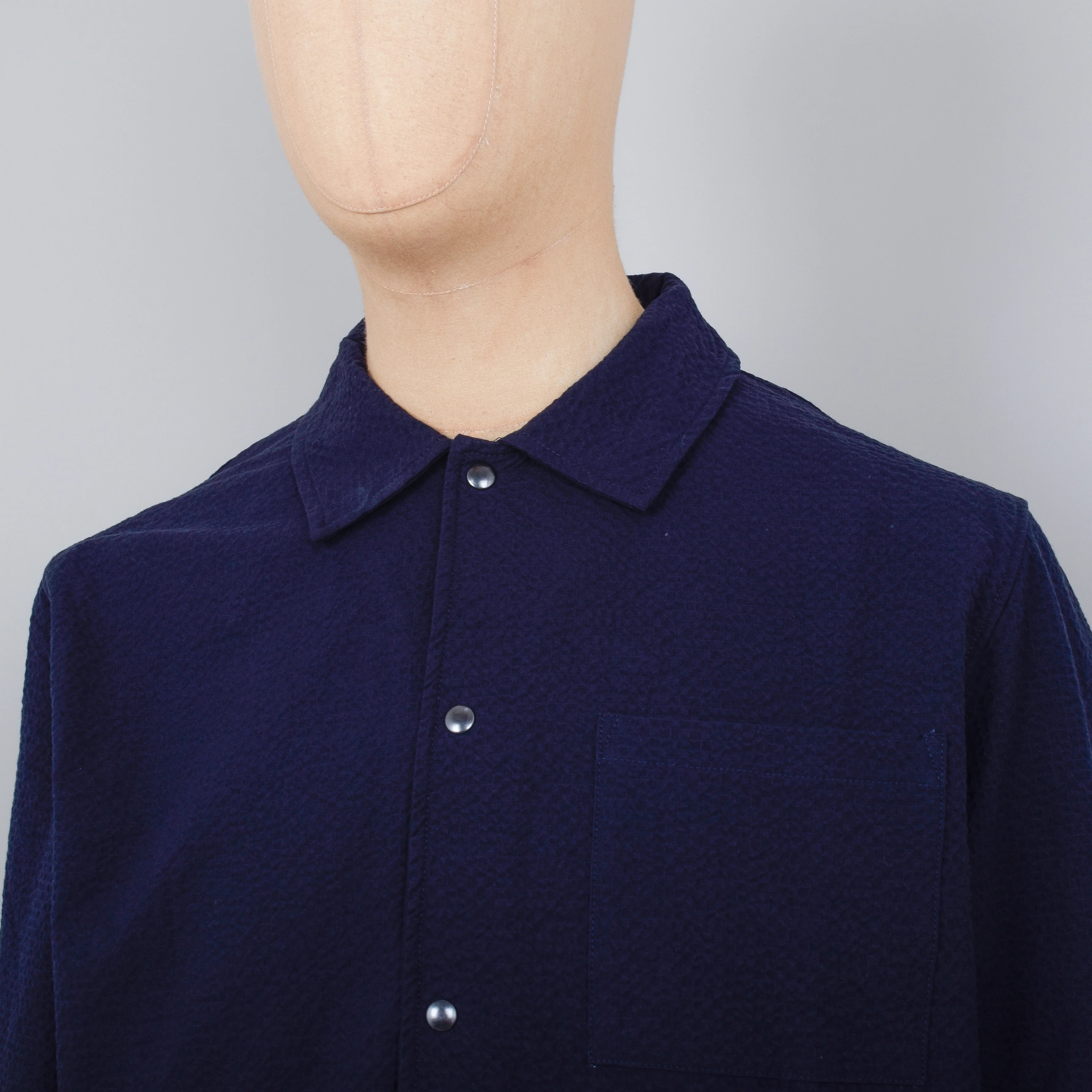 Universal Works Porto Jacket Seersucker - Navy - Image 2