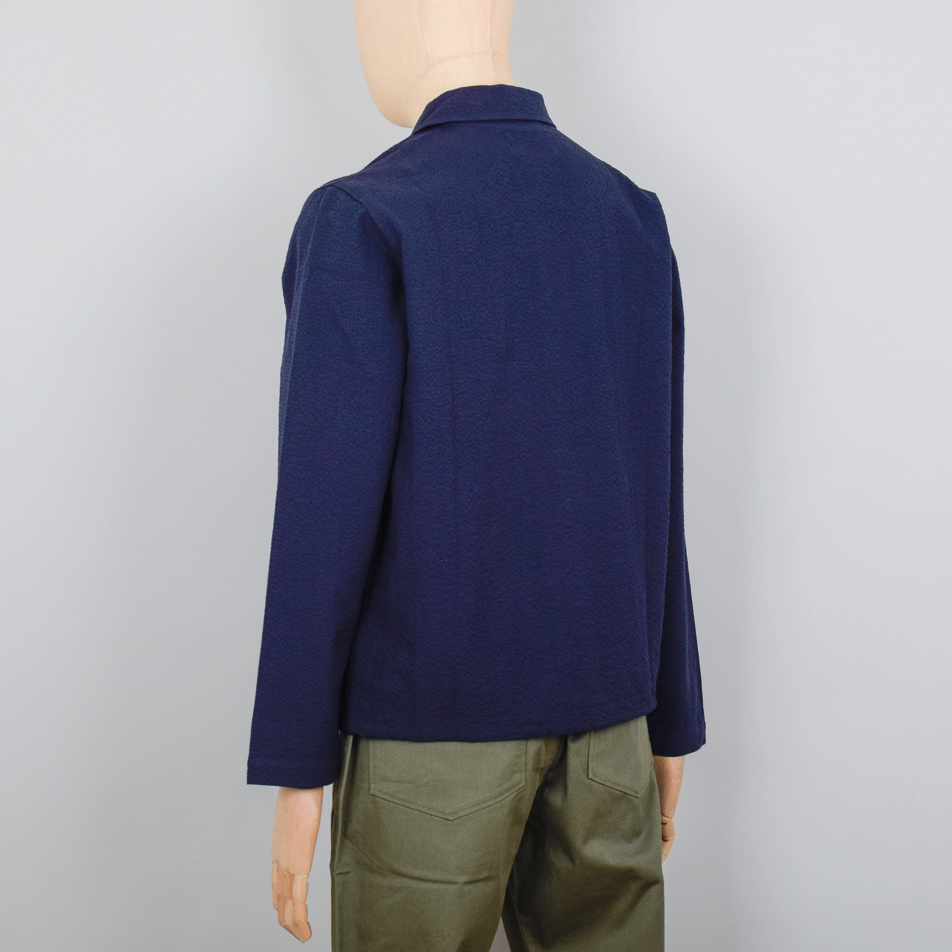 Universal Works Porto Jacket Seersucker - Navy - Image 3
