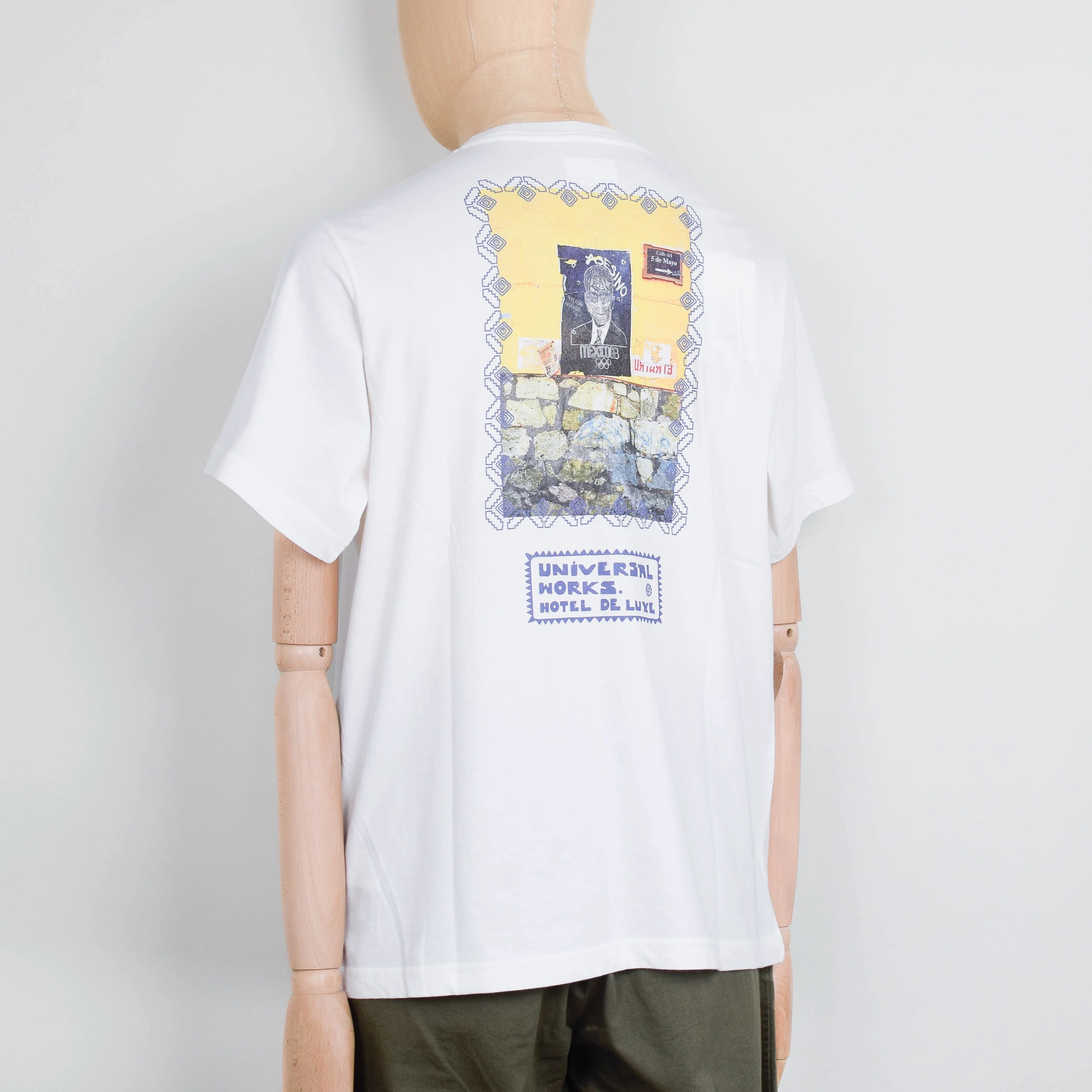 Universal Works Print Tee Single Jersey Mexico - Ecru / Yellow - Image 2