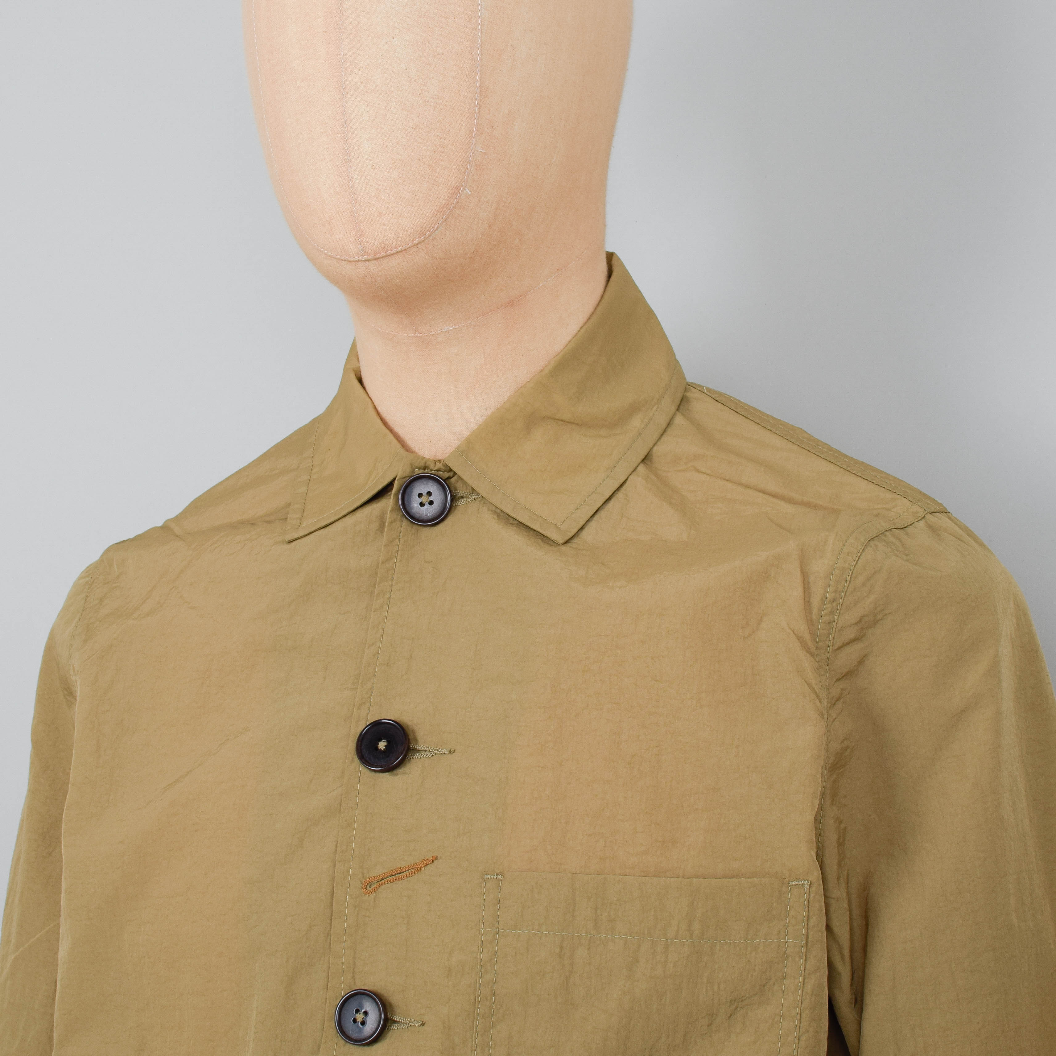 Universal Works Recycled Nylon Tech Bakers Chore Jacket - Sand - Image 2