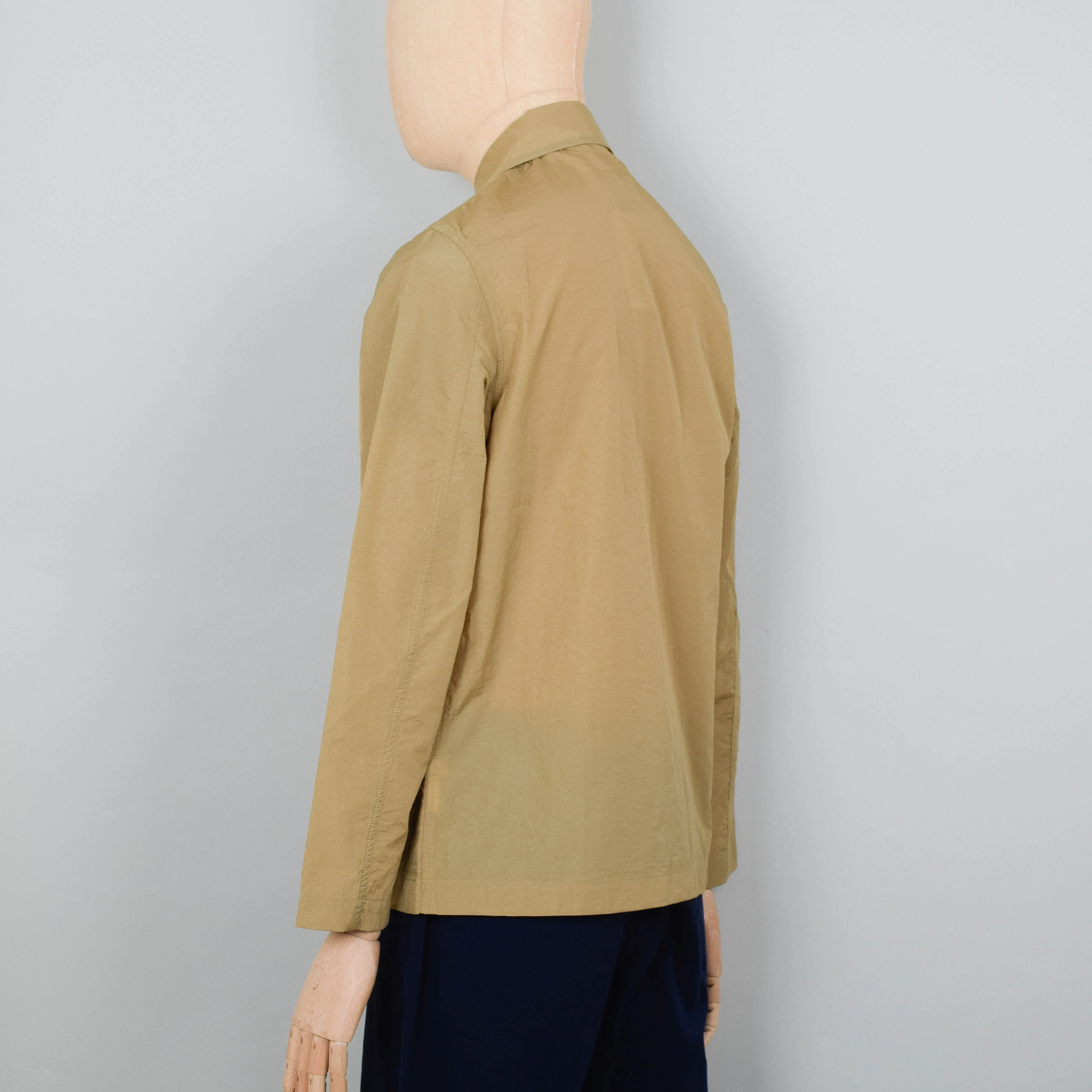 Universal Works Recycled Nylon Tech Bakers Chore Jacket - Sand - Image 3