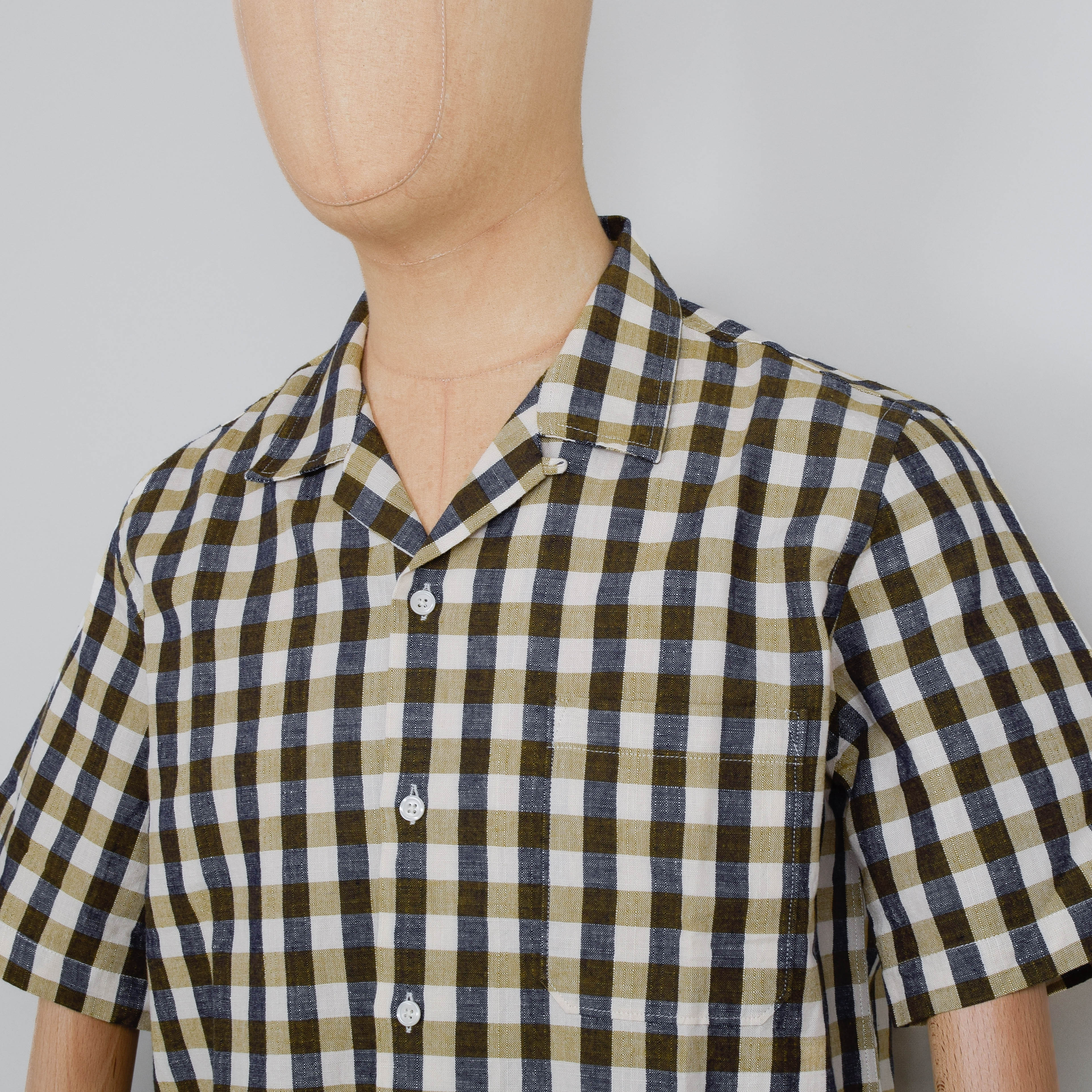 Universal Works Road Shirt Aberdeen Lincot - Olive - Image 2