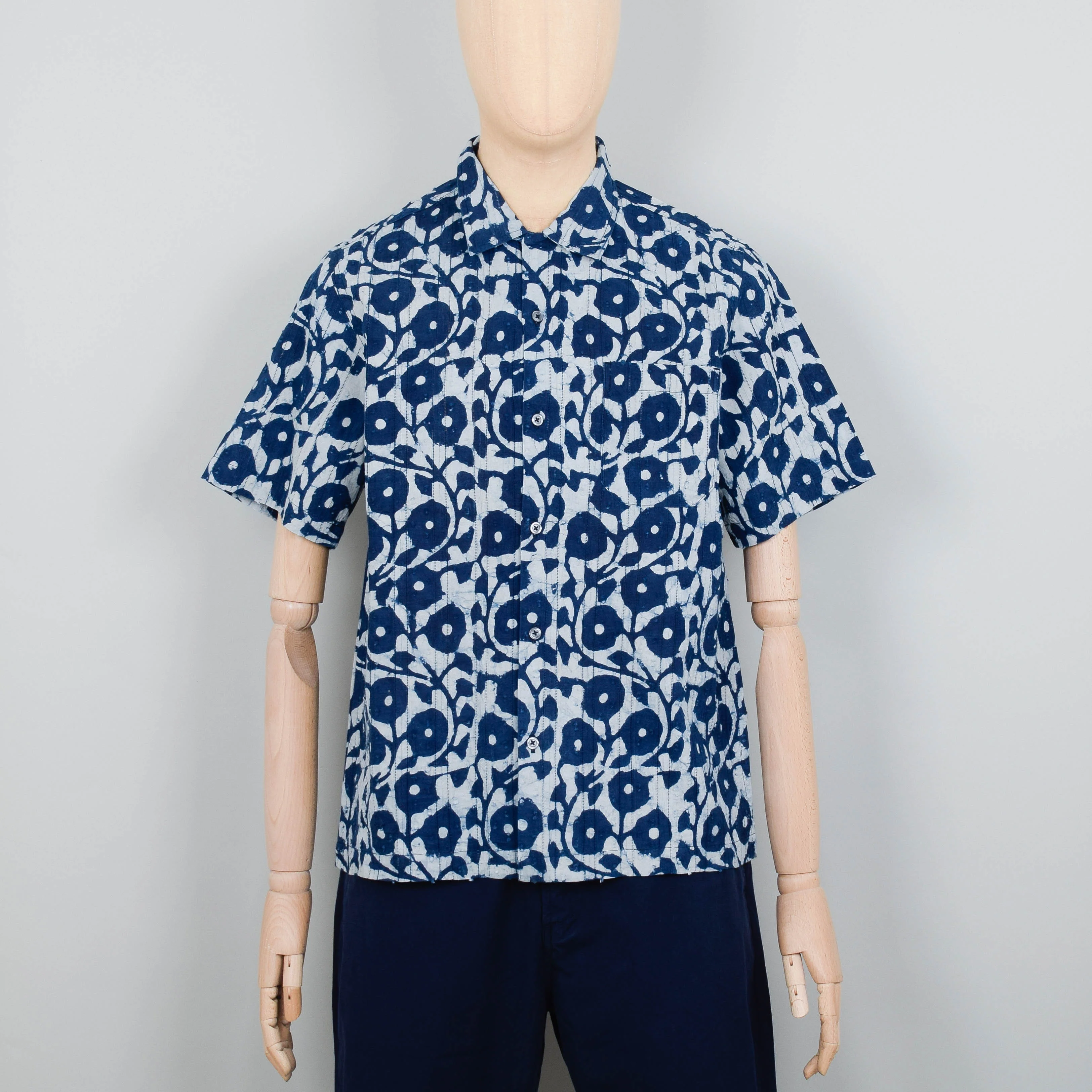 Universal Works Road Shirt Hand Print Cotton - Indigo