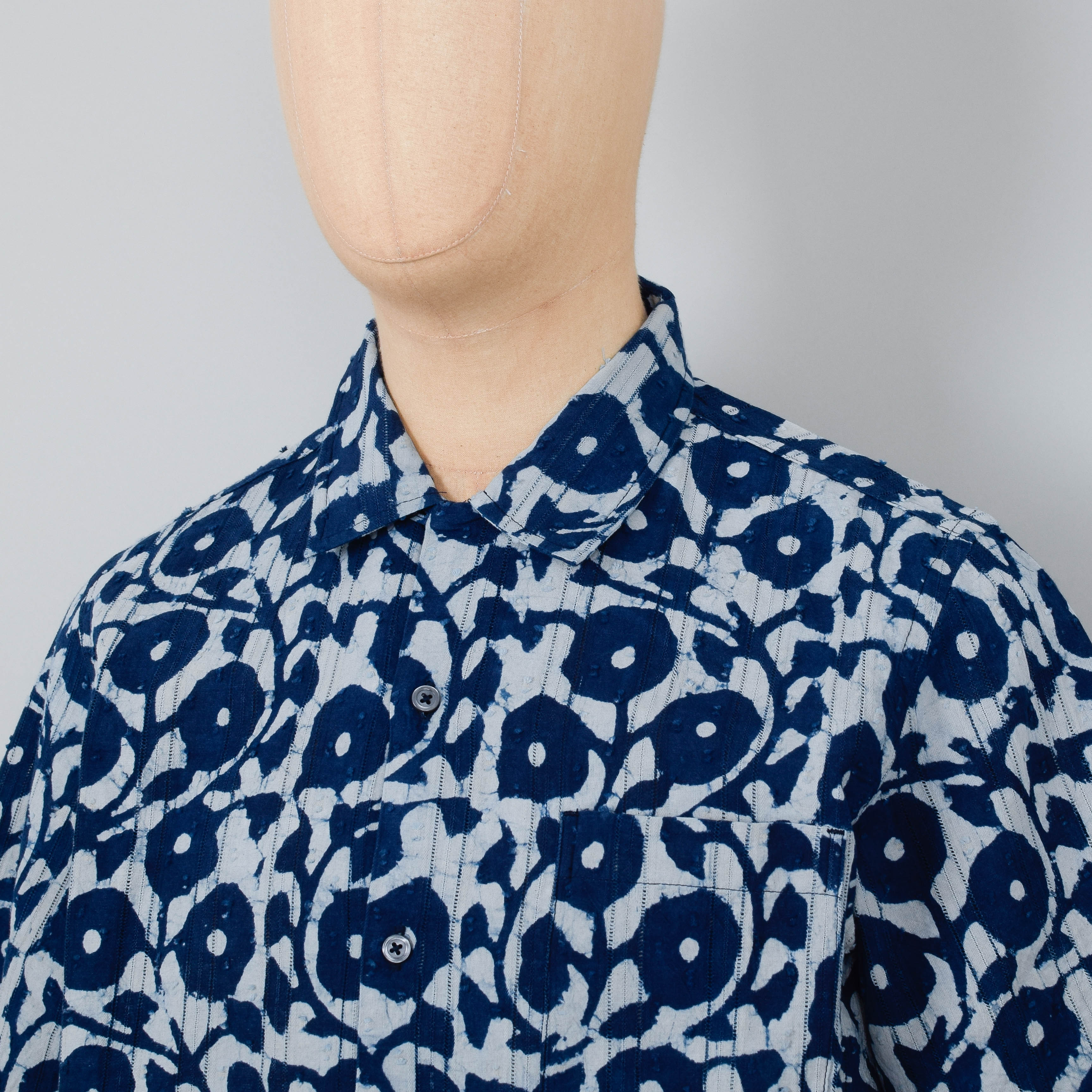 Universal Works Road Shirt Hand Print Cotton - Indigo - Image 2