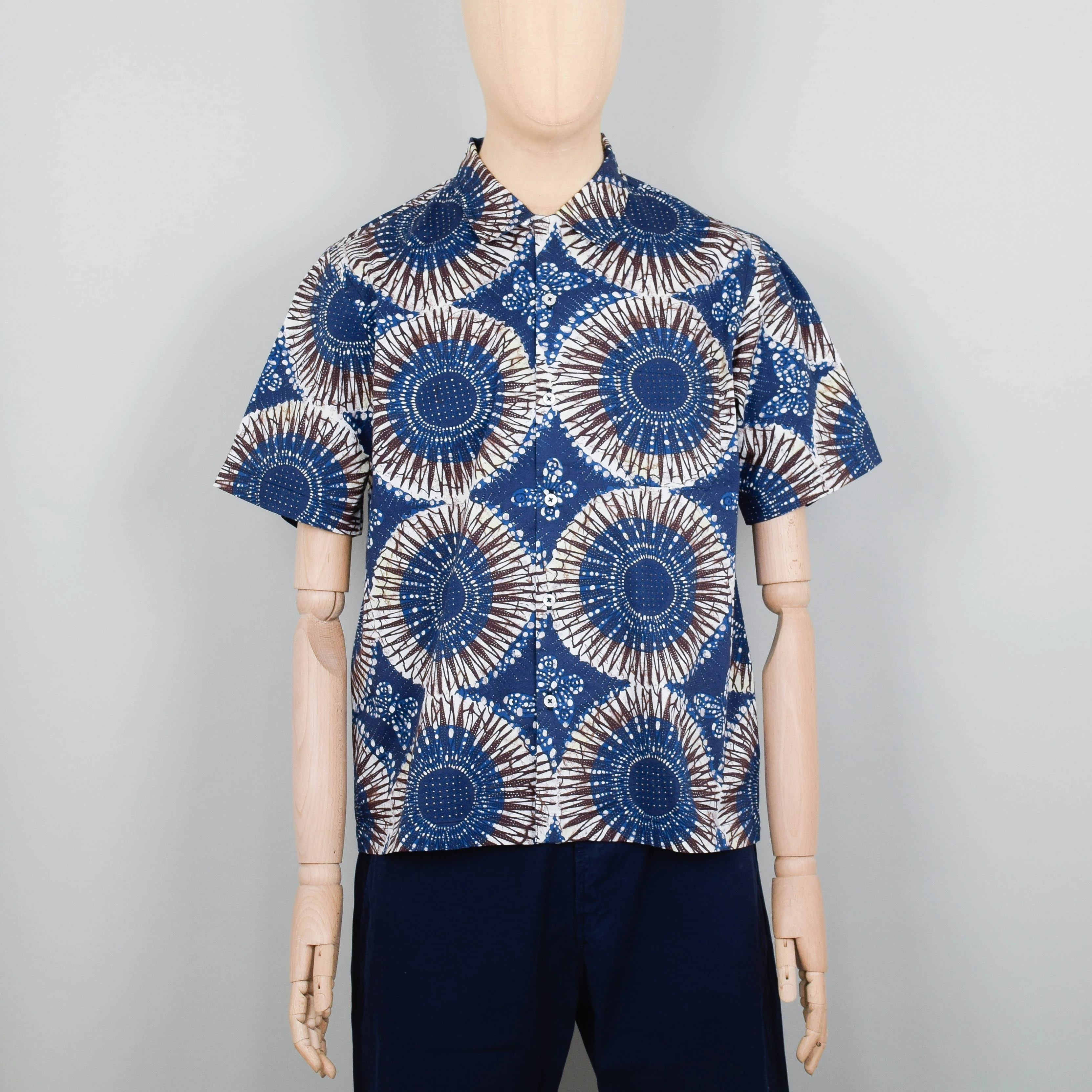 Universal Works Road Shirt Hokkoh Print - Navy
