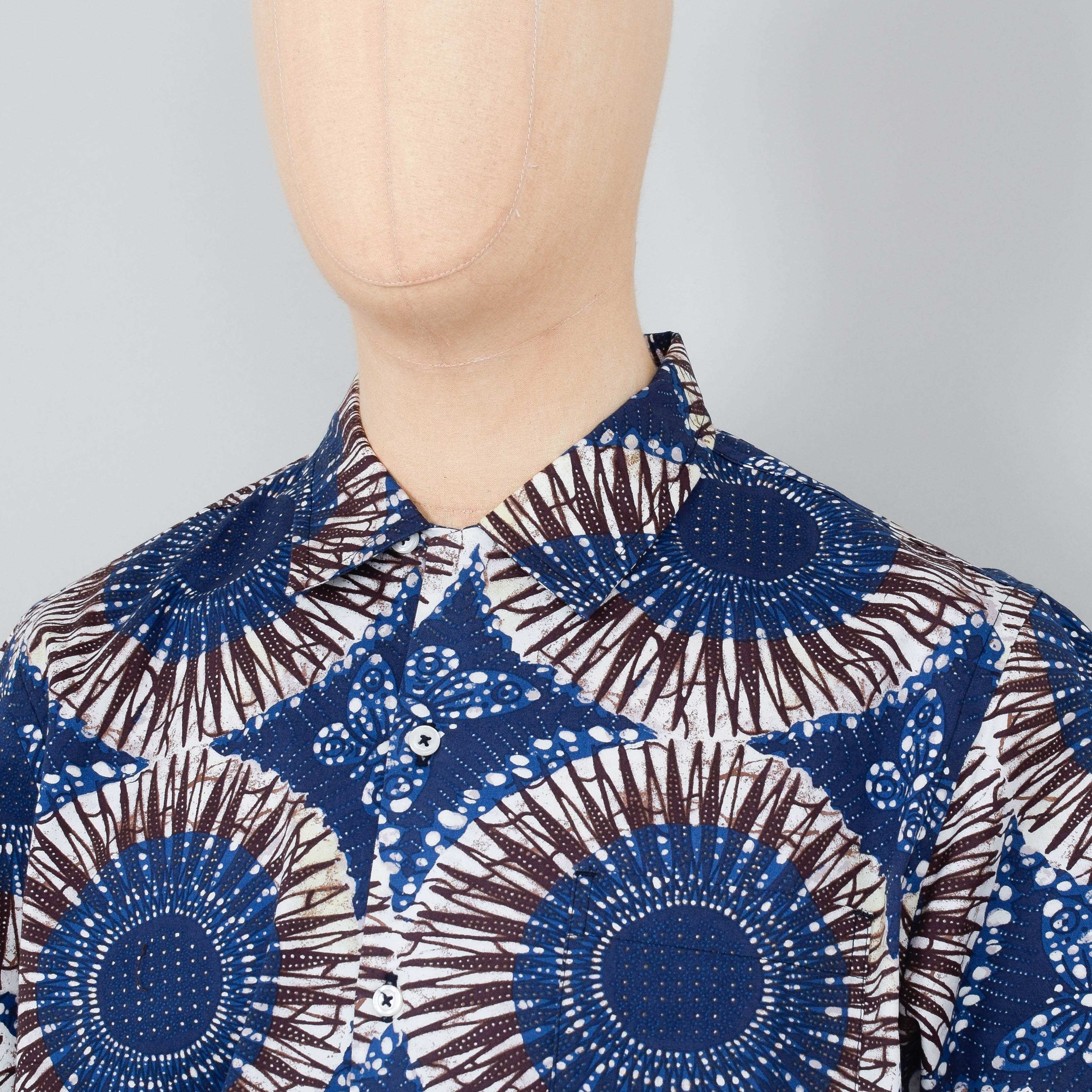 Universal Works Road Shirt Hokkoh Print - Navy - Image 2