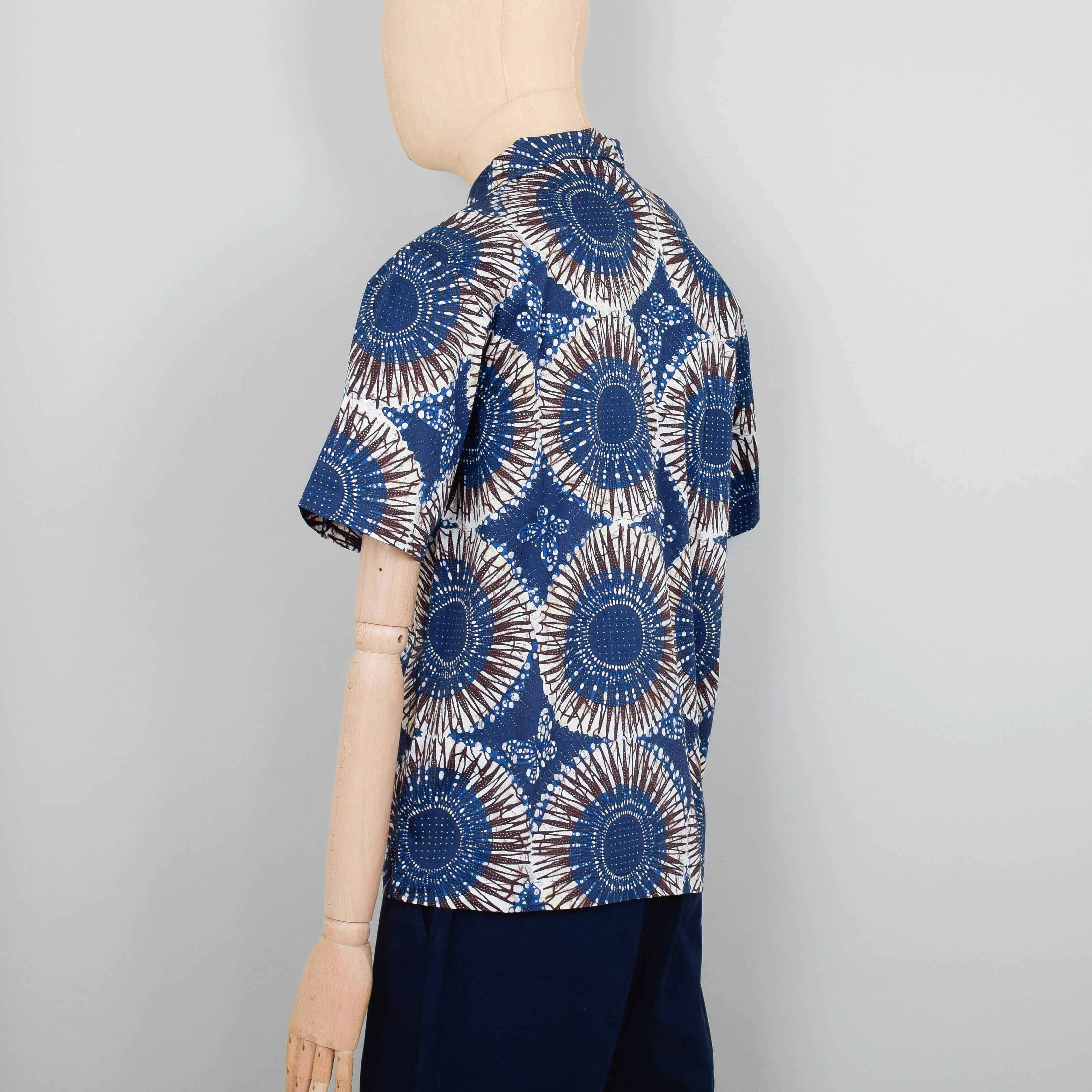 Universal Works Road Shirt Hokkoh Print - Navy - Image 3