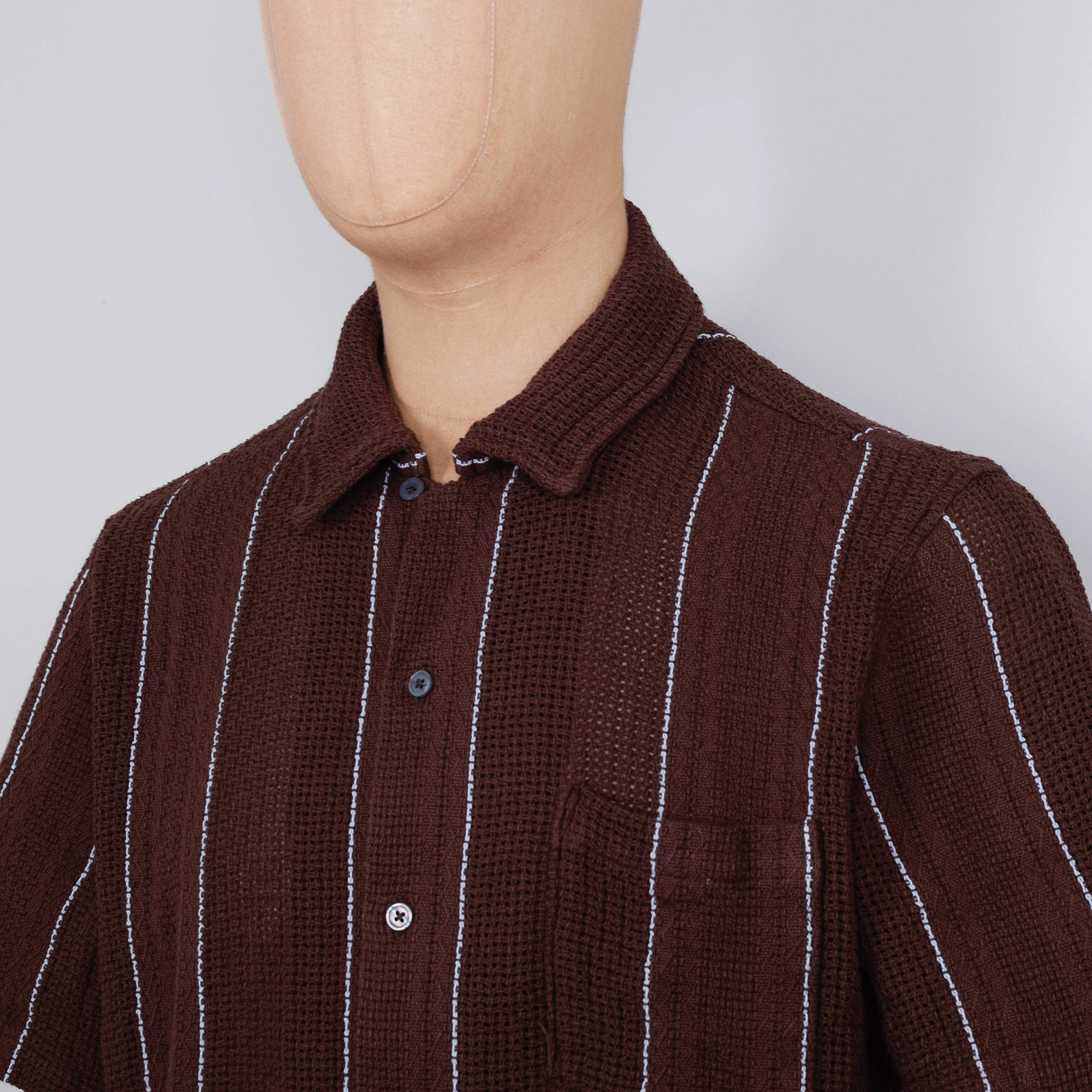 Universal Works Road Shirt Reef Stripe - Brown - Image 2