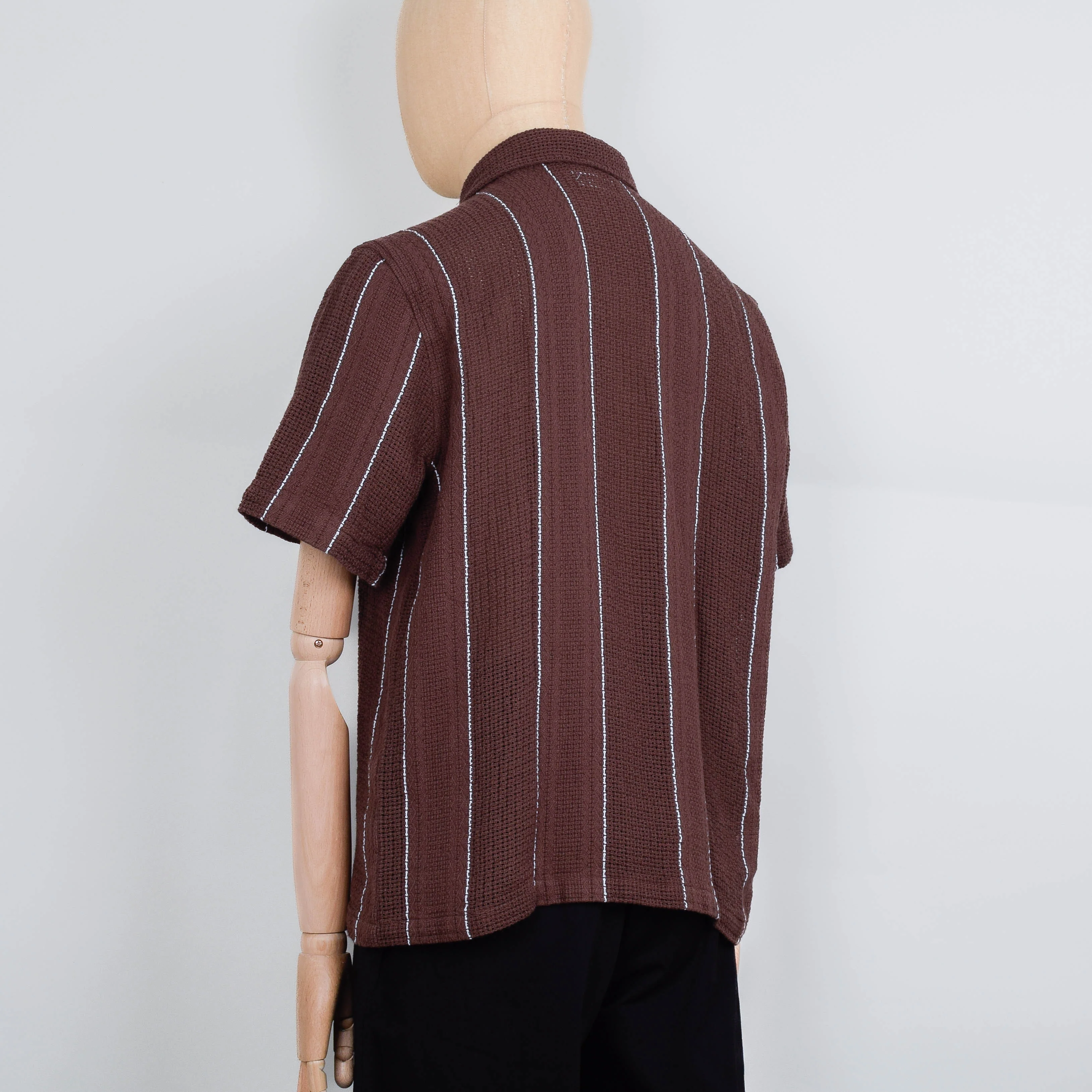 Universal Works Road Shirt Reef Stripe - Brown - Image 3