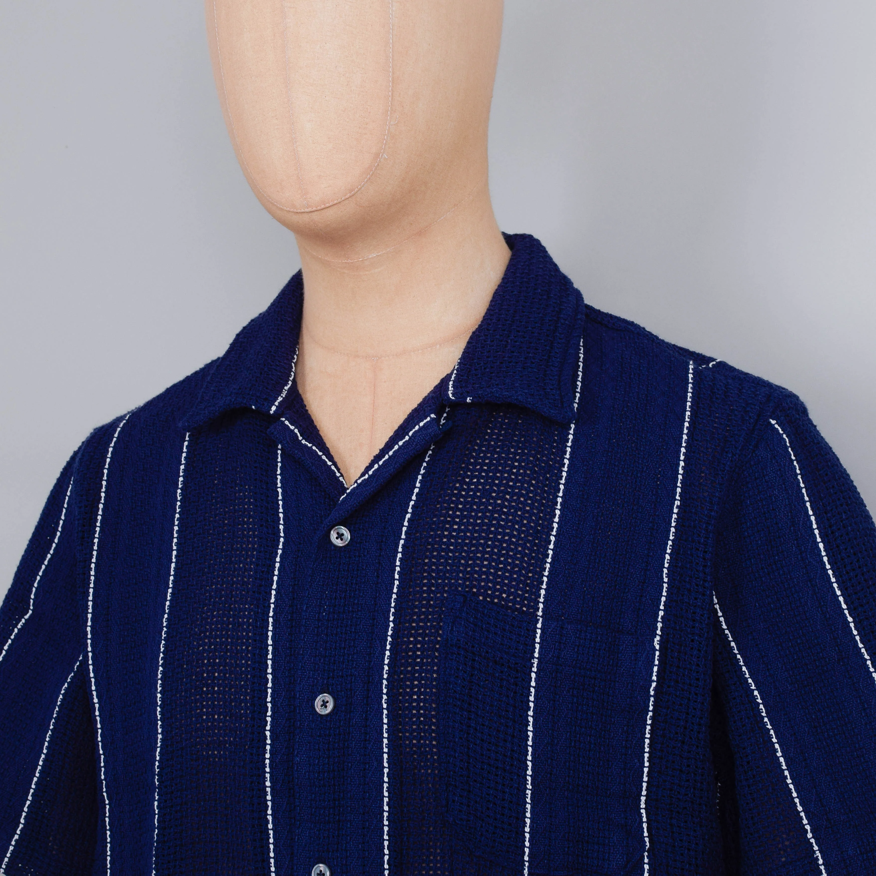 Universal Works Road Shirt Reef Stripe - Navy - Image 2