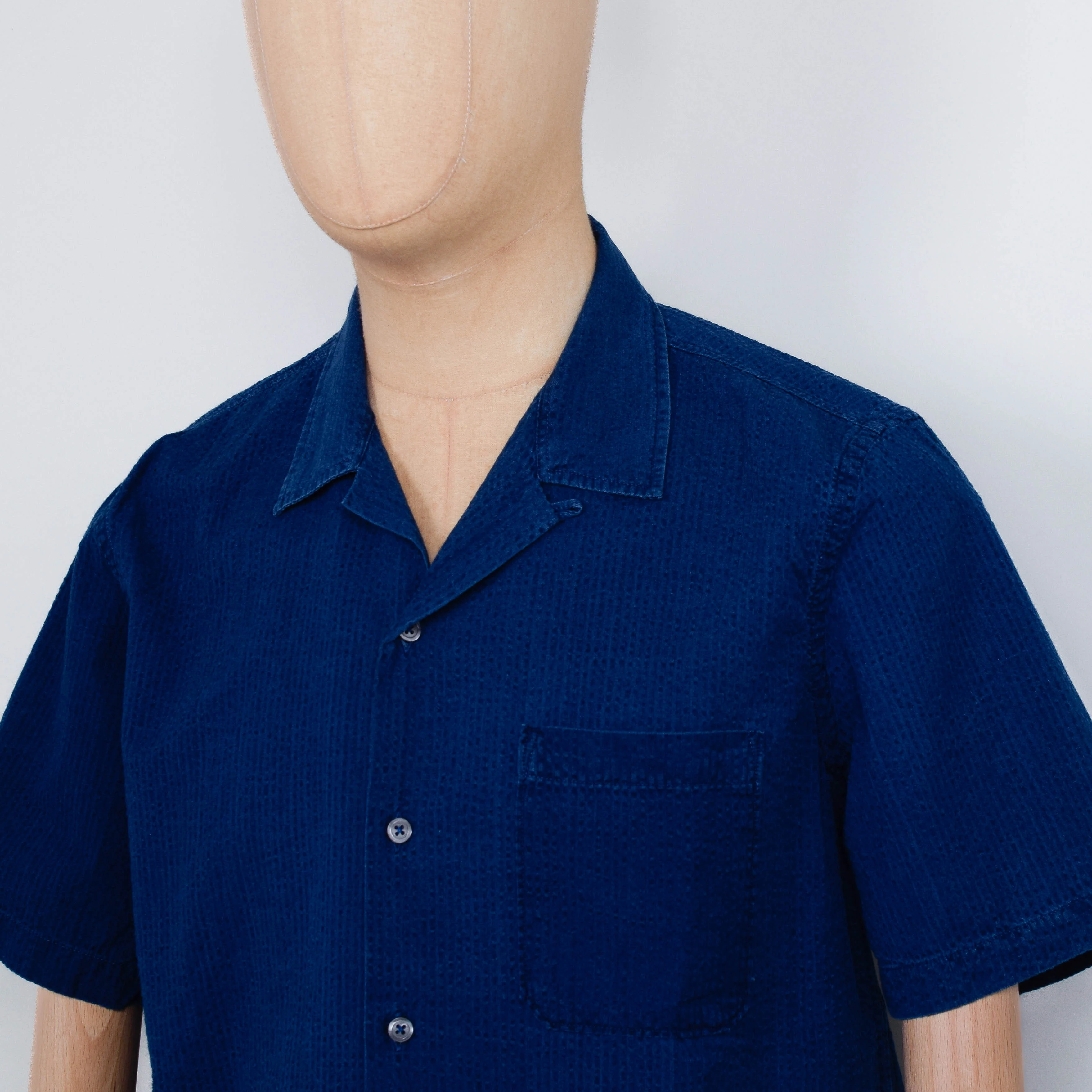 Universal Works Road Shirt Seersucker - Washed Indigo - Image 2