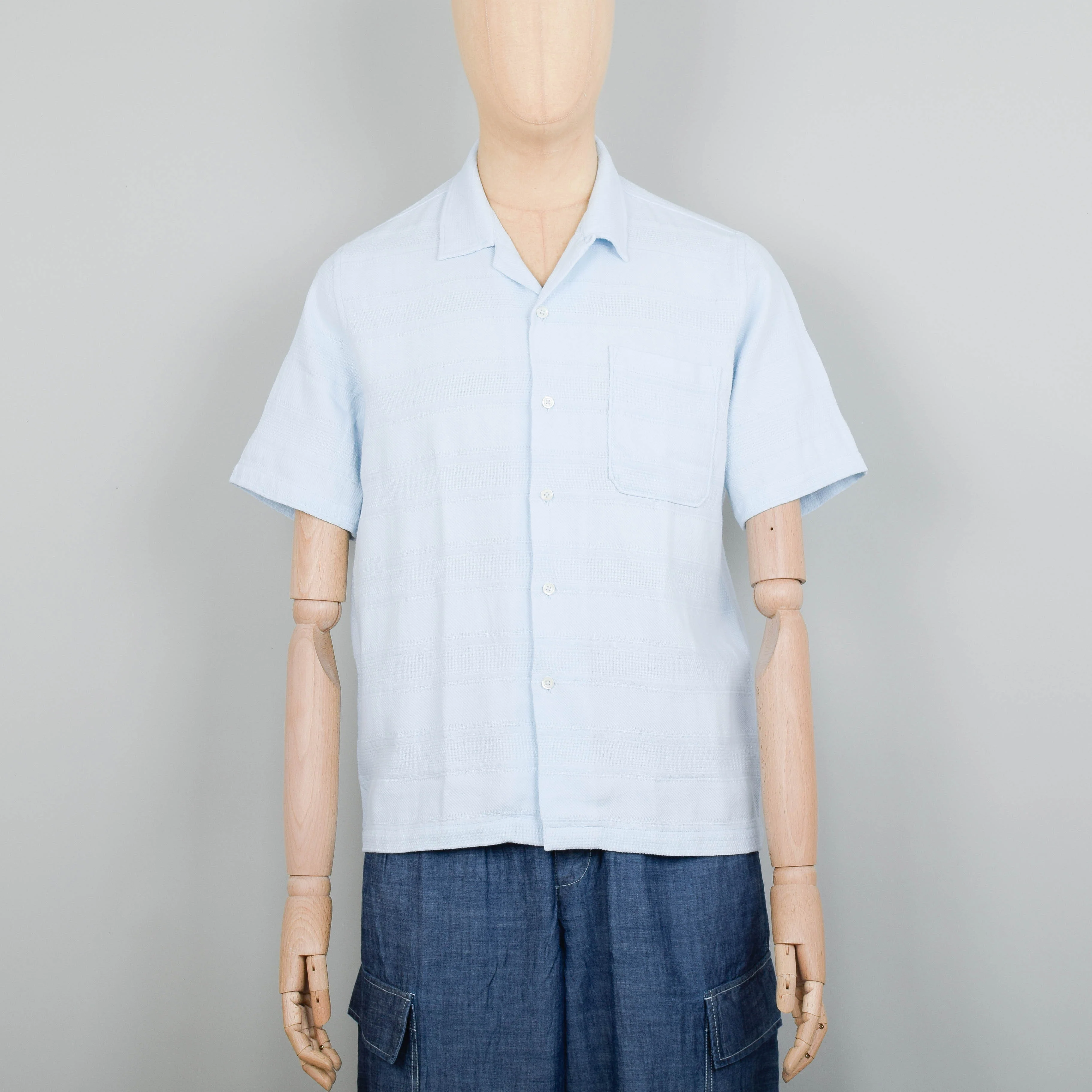 Universal Works Road Shirt Tipzzi Stripe - Sky